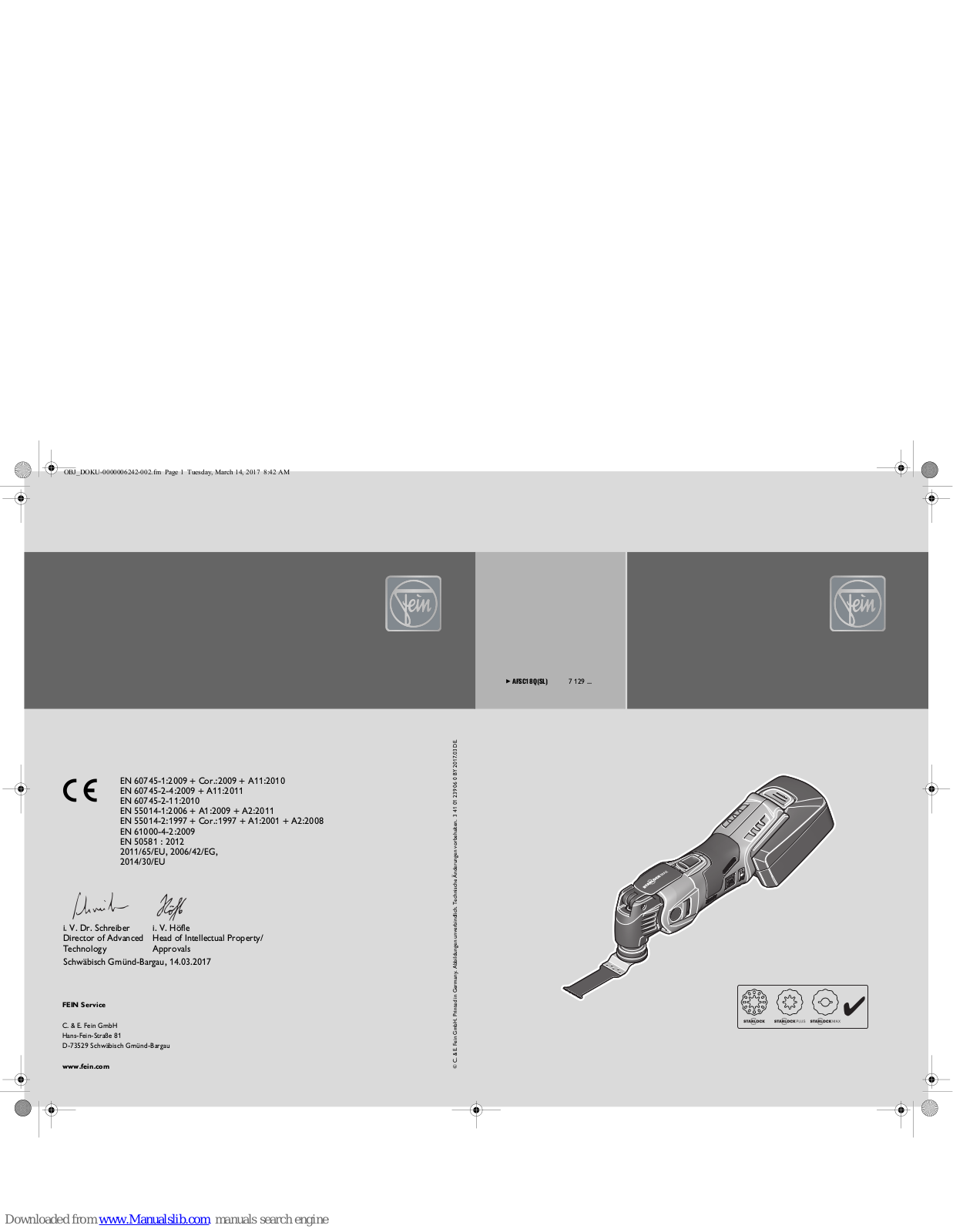 Fein AFSC18Q, AFSC18QSL Original Instructions Manual