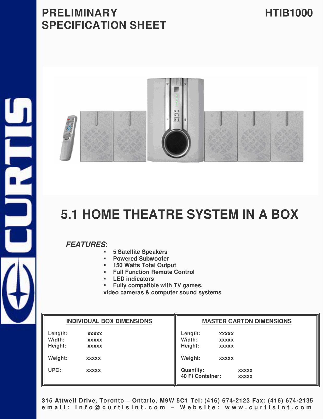 Curtis HTIB1000 User Manual