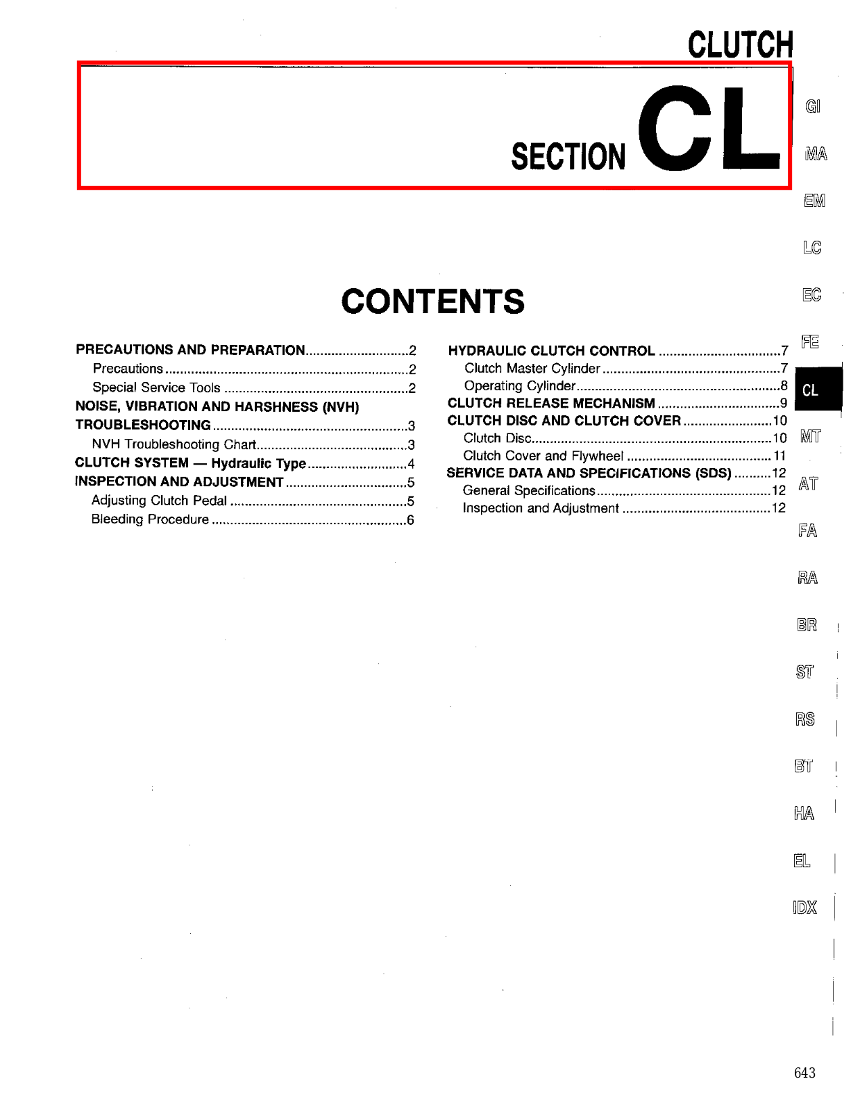 Nissan CL User Manual