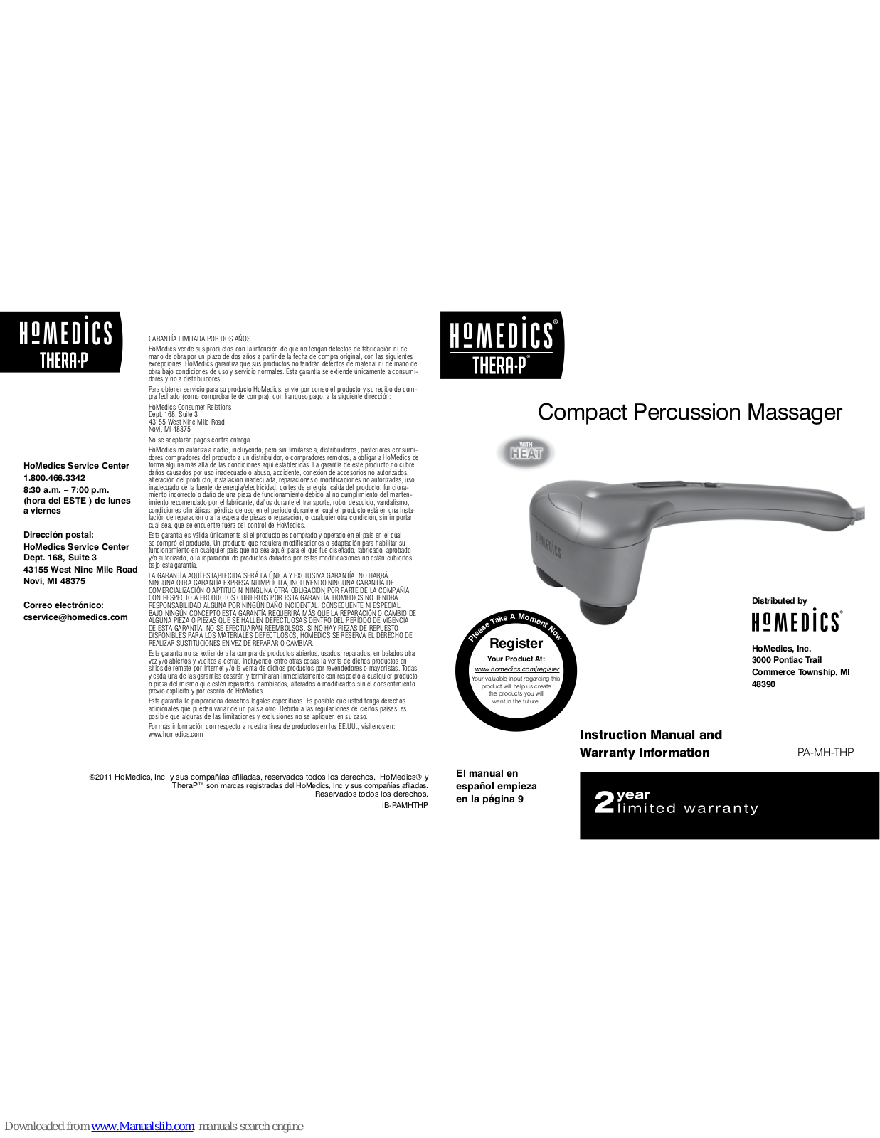 HoMedics PA-MH-THP Instruction Manual