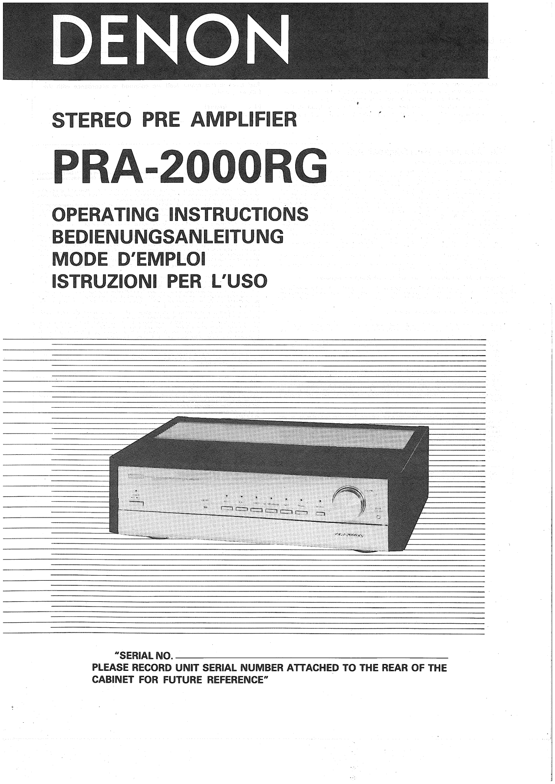 Denon PRA-2000RG Owner's Manual