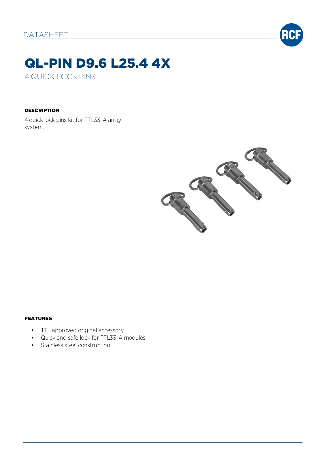 RCF AC-1PIN-TTL33, AC-4PIN-TTL33 Data Sheet