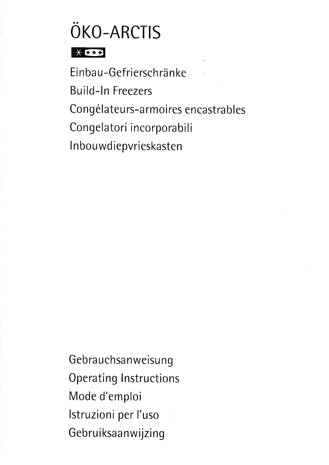 AEG ARCTIS 1142i, SRCTIS 1142E, ARCTIS 0642i, ARCTIS 0642E User Manual