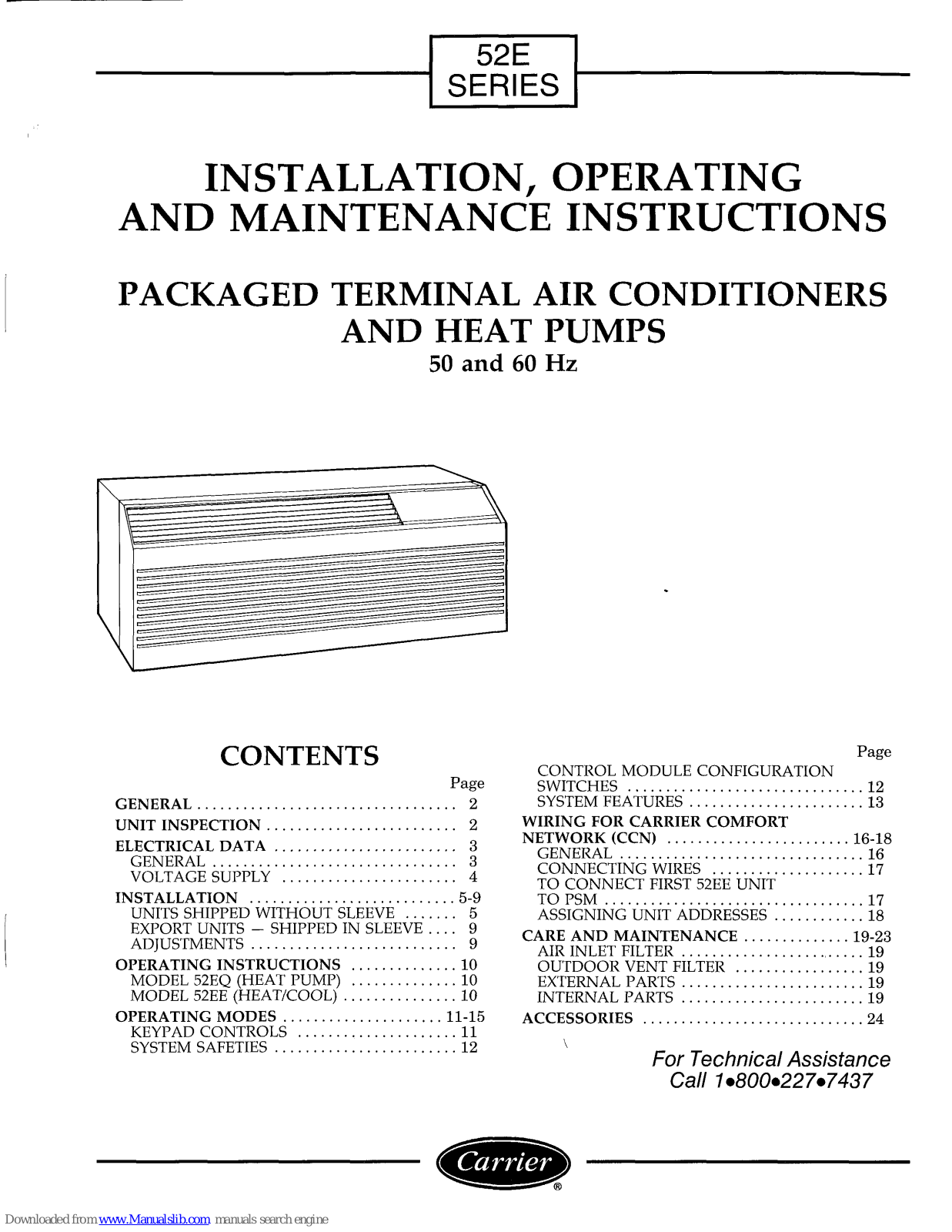 Carrier 52EE, 52EQ Installation, Operation And Maintenance Instructions - ManualMachine.com