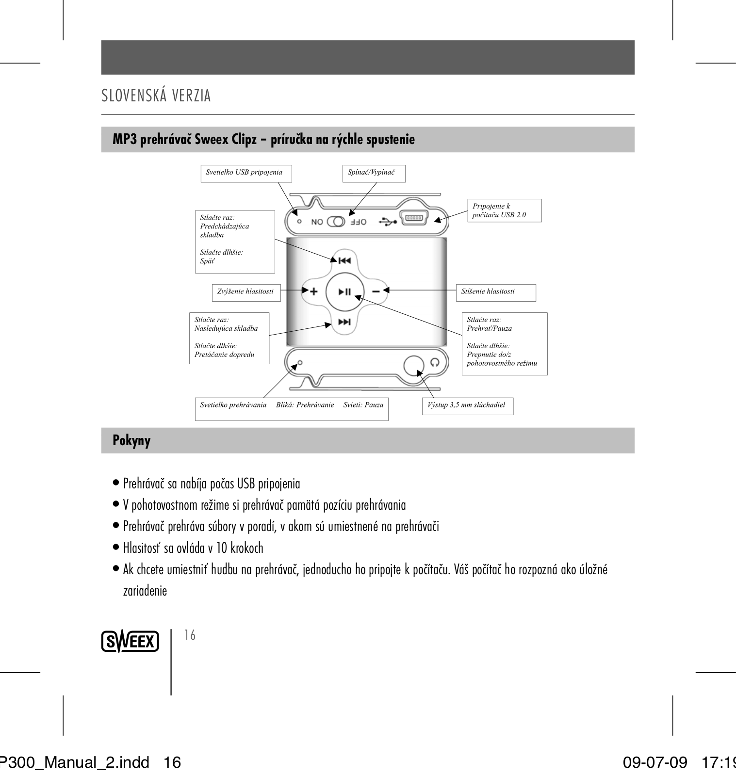 Sweex CLIPZ MP3 QUICK GUIDE