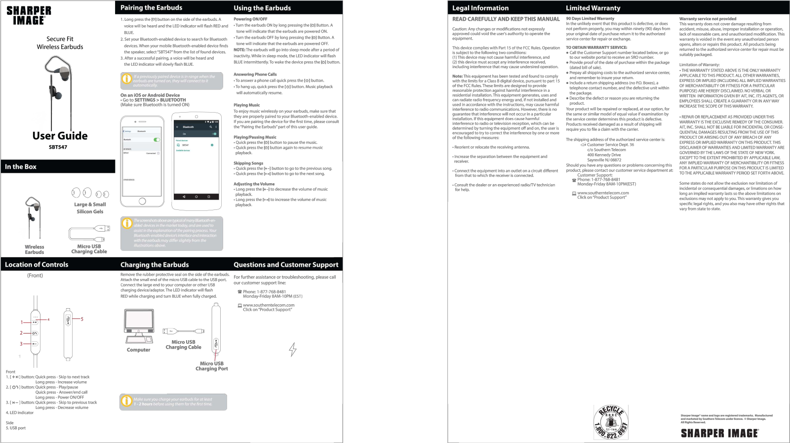 Sharper image SBT547 User Manual