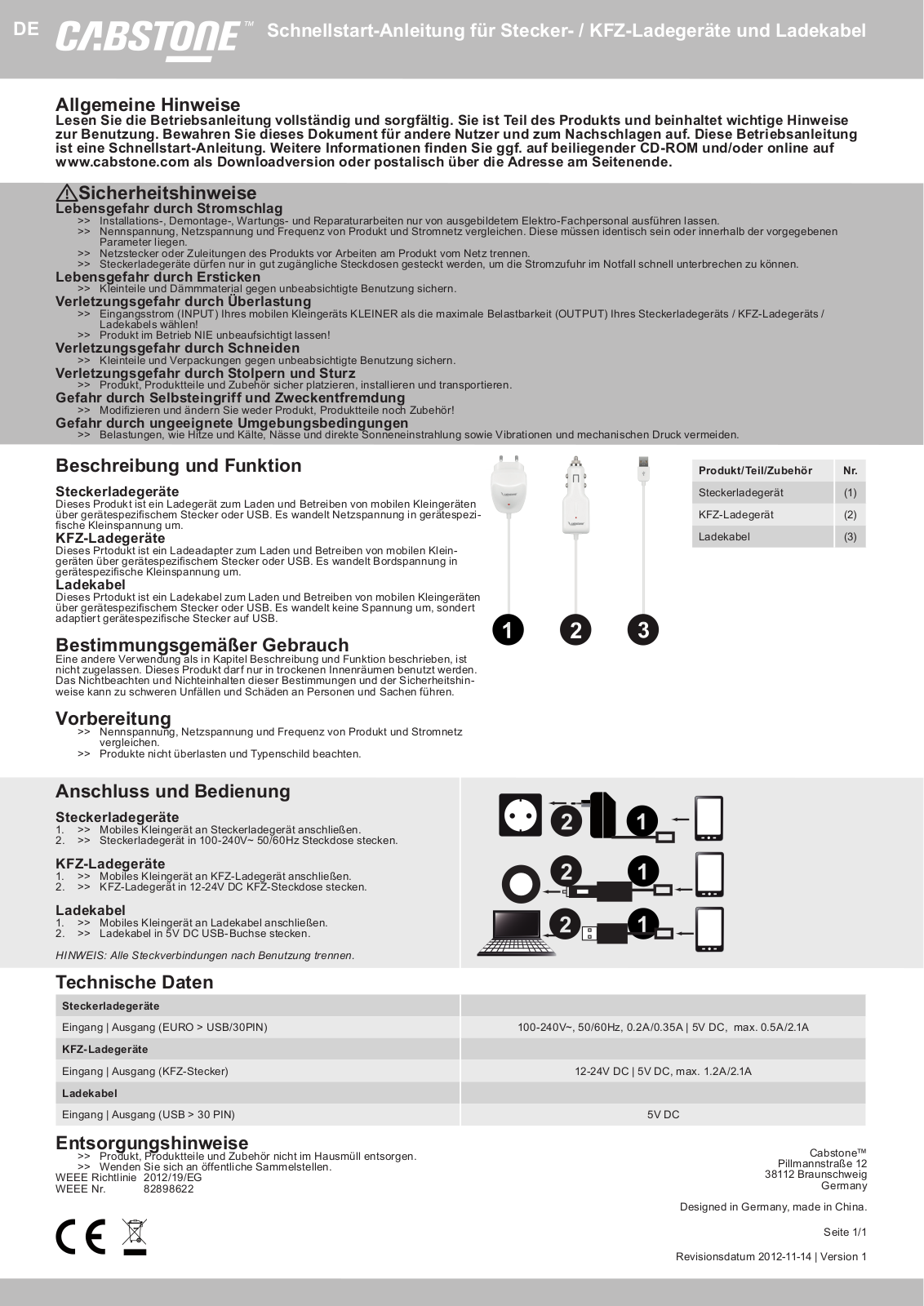 Cabstone 63696, 43708, 43777, 43772, 63697 User guide