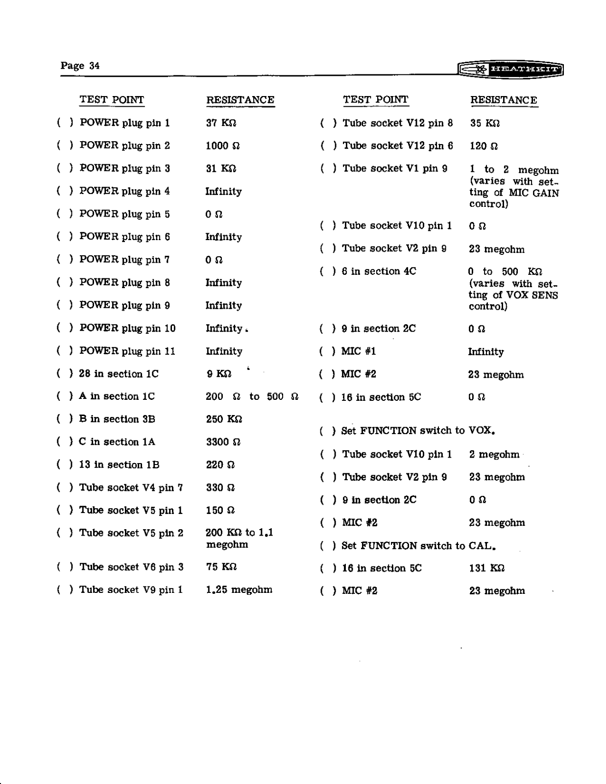 HEATHKIT HW-22a User Manual (PAGE 34)