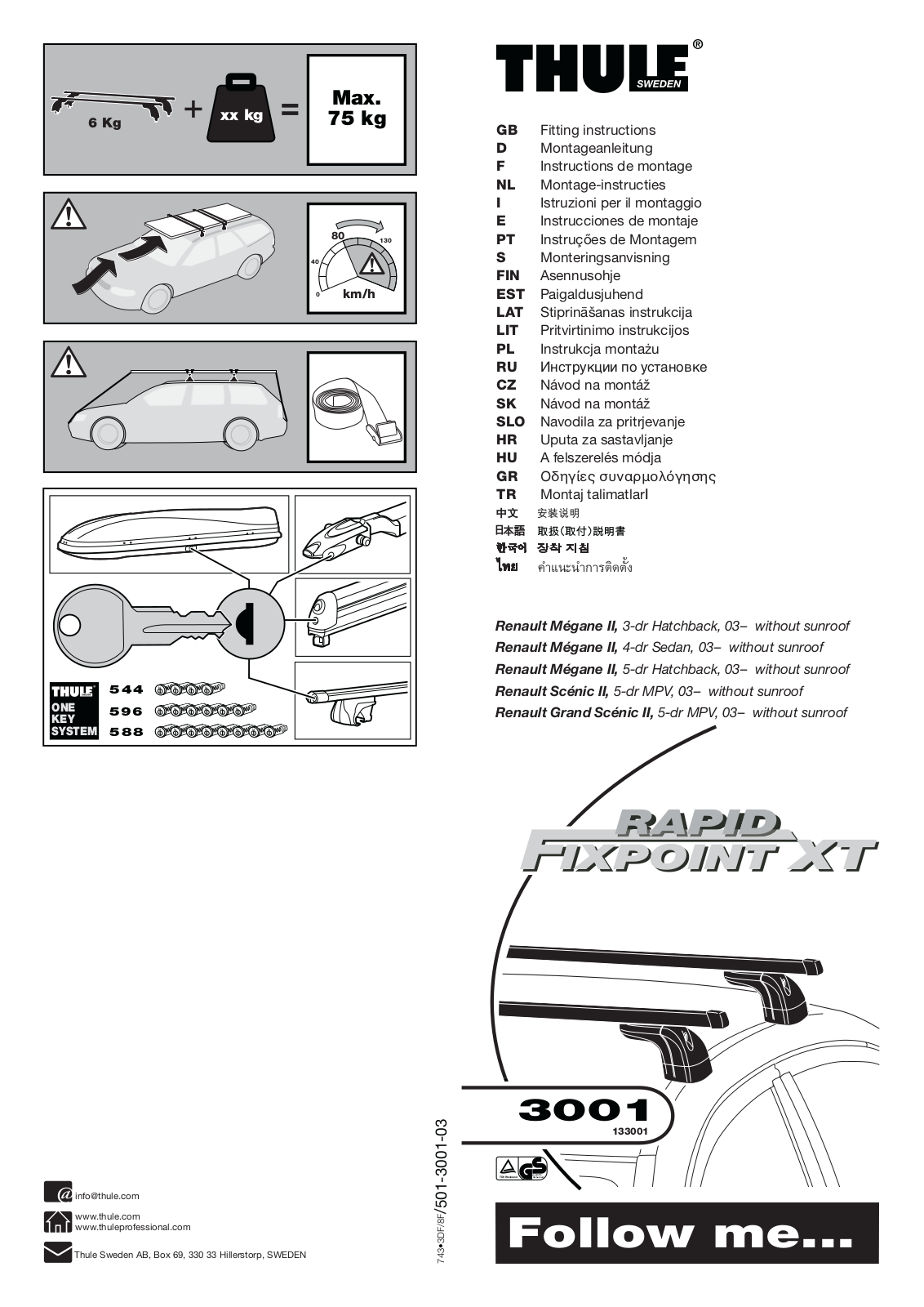 Thule Rapid Fixpoint XT 3001 Fitting Instructions Manual