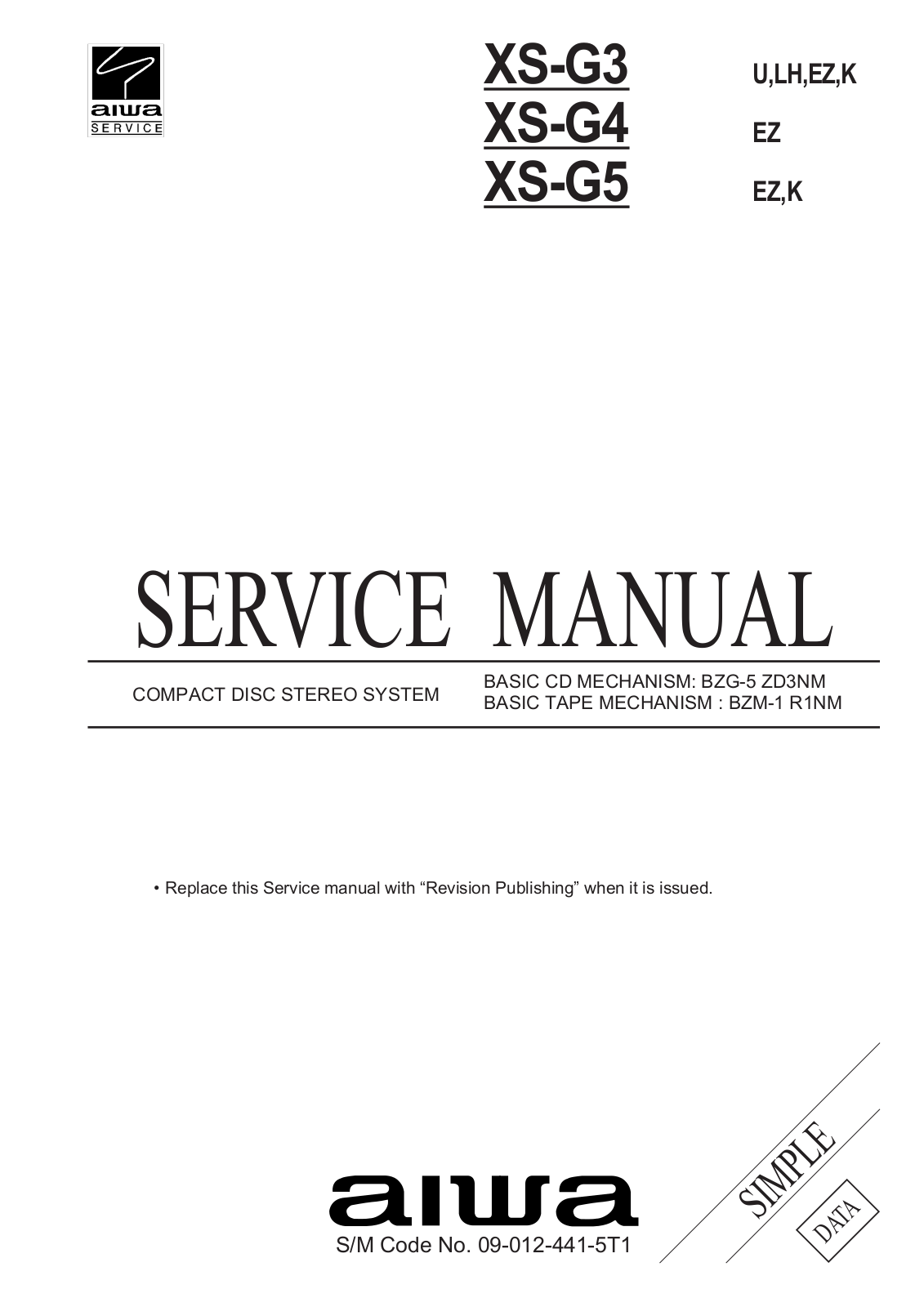 AIWA XS G3, XS G4 Service Manual