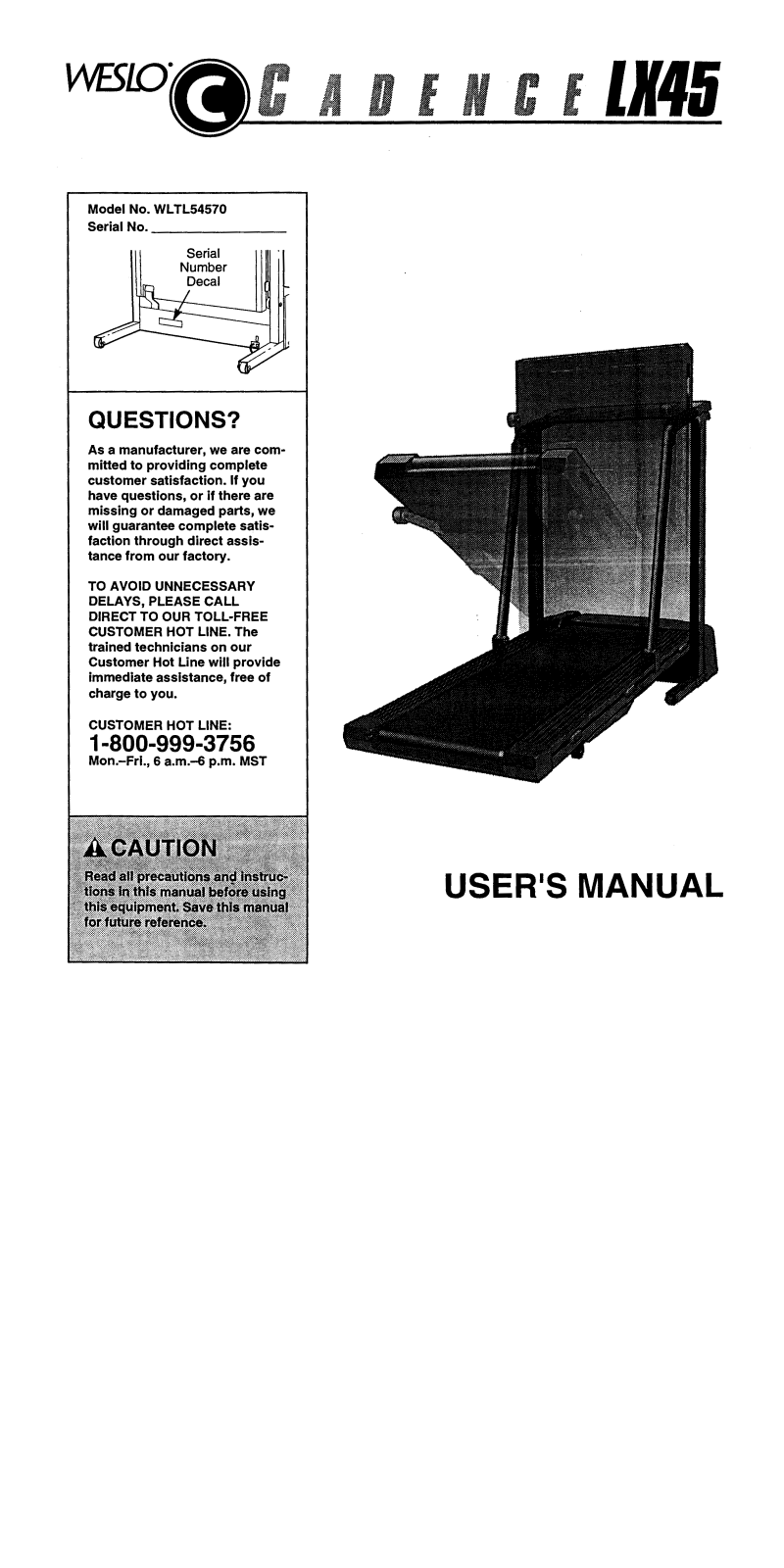 Weslo WLTL54570 Owner's Manual