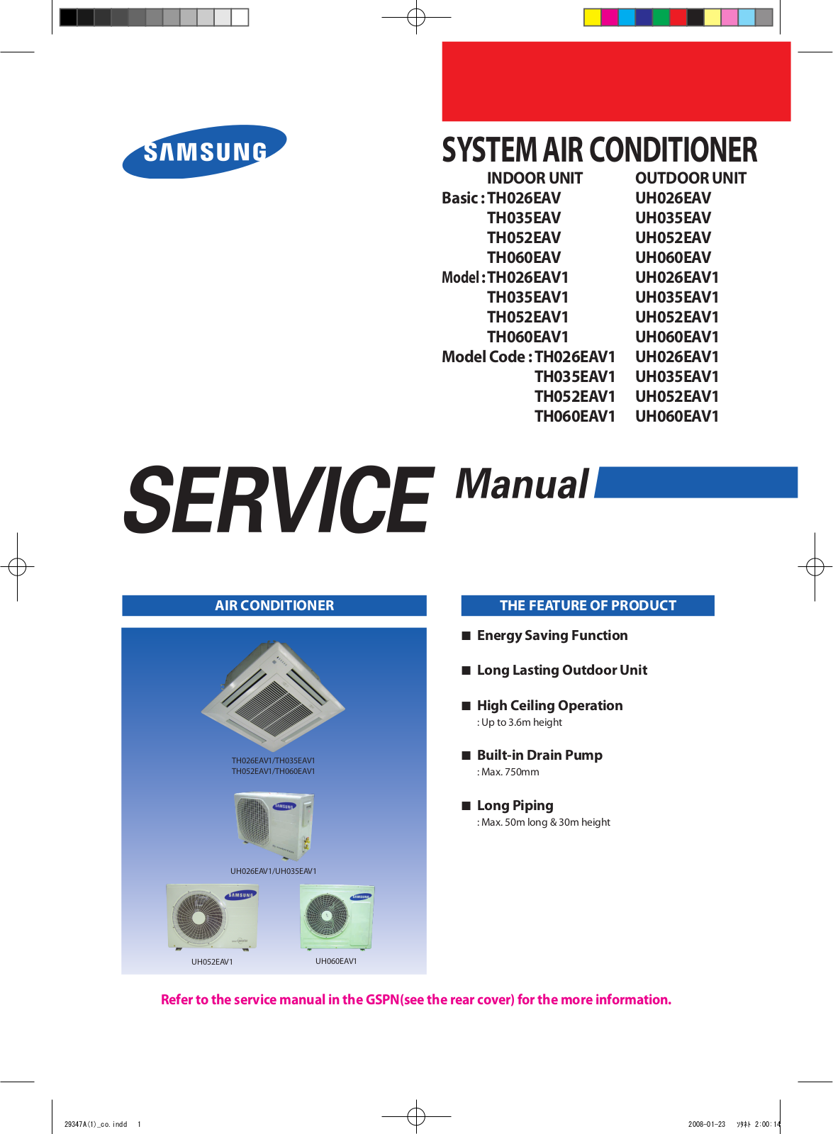 Samsung TH026EAV, UH026EAV, TH035EAV, UH035EAV, TH052EAV Service Manual