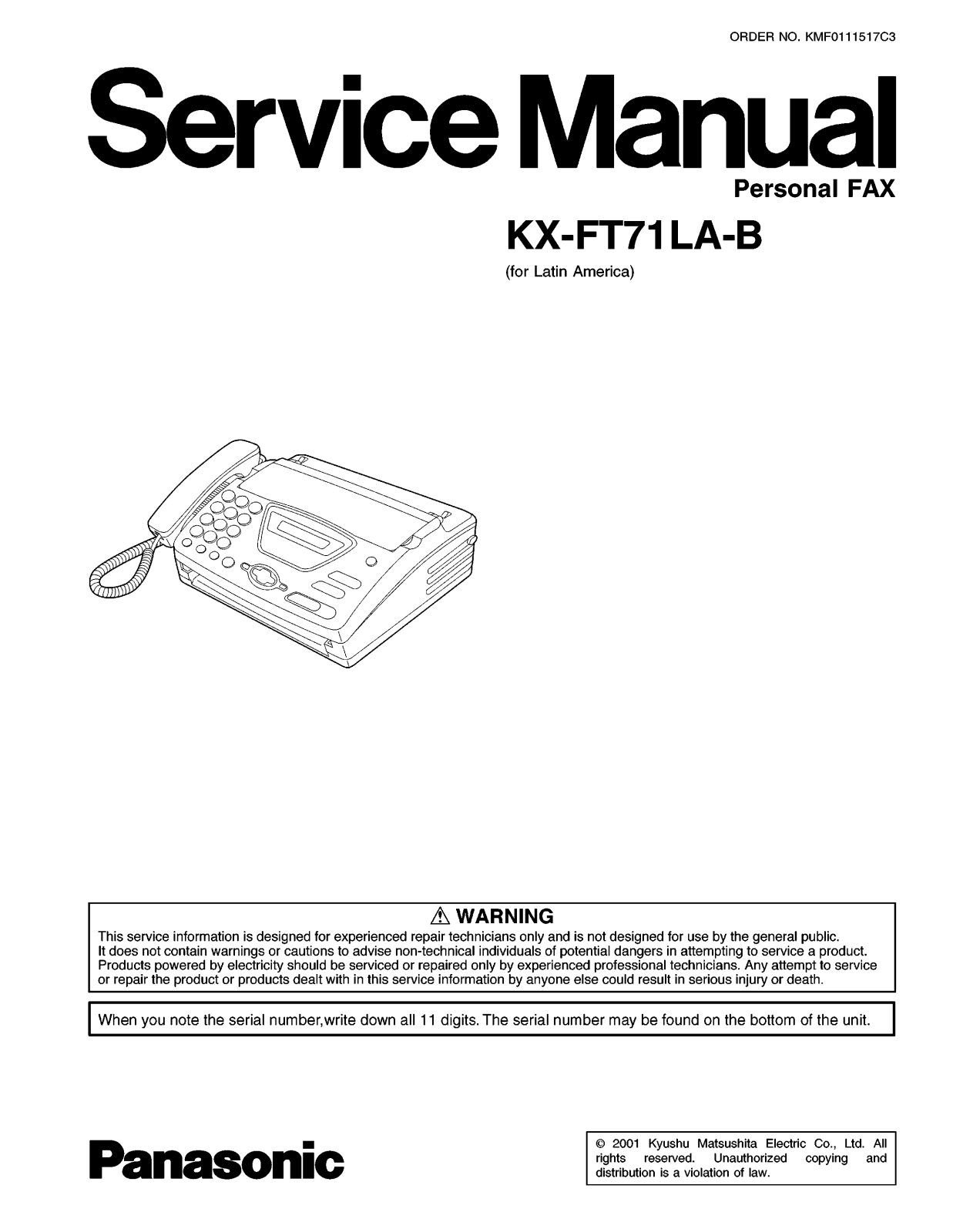 Panasonic FAX KX-FT71LA Schematic