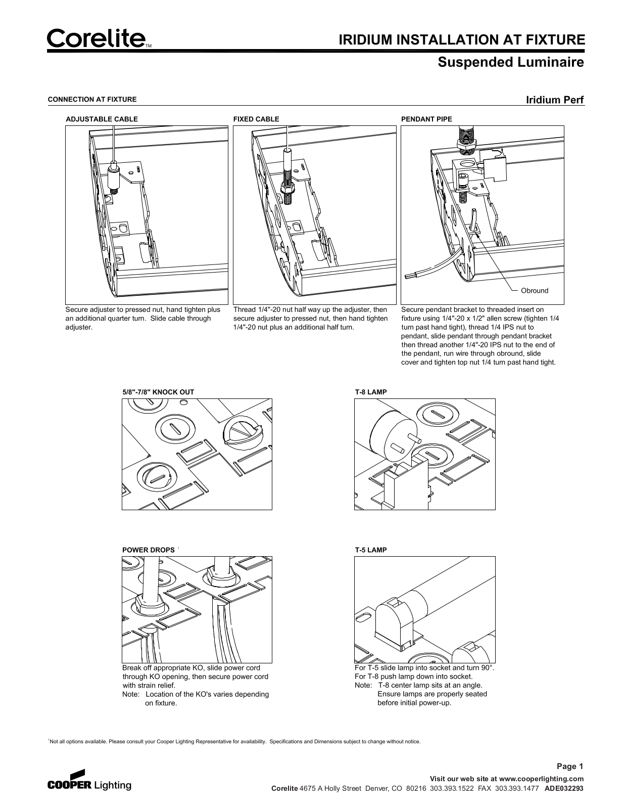 Cooper Lighting Suspended Luminaire User Manual