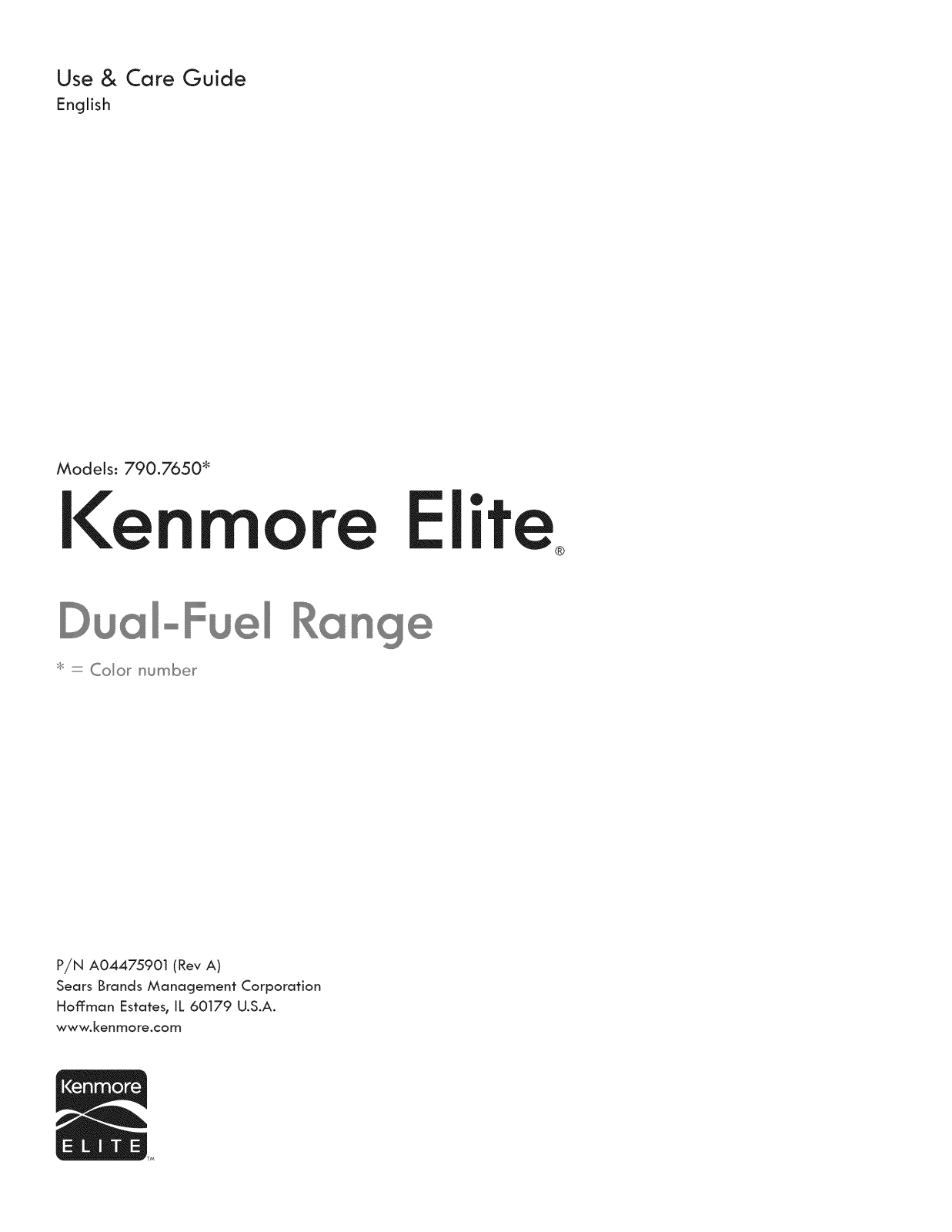 Kenmore Elite 79076503510 Owner’s Manual