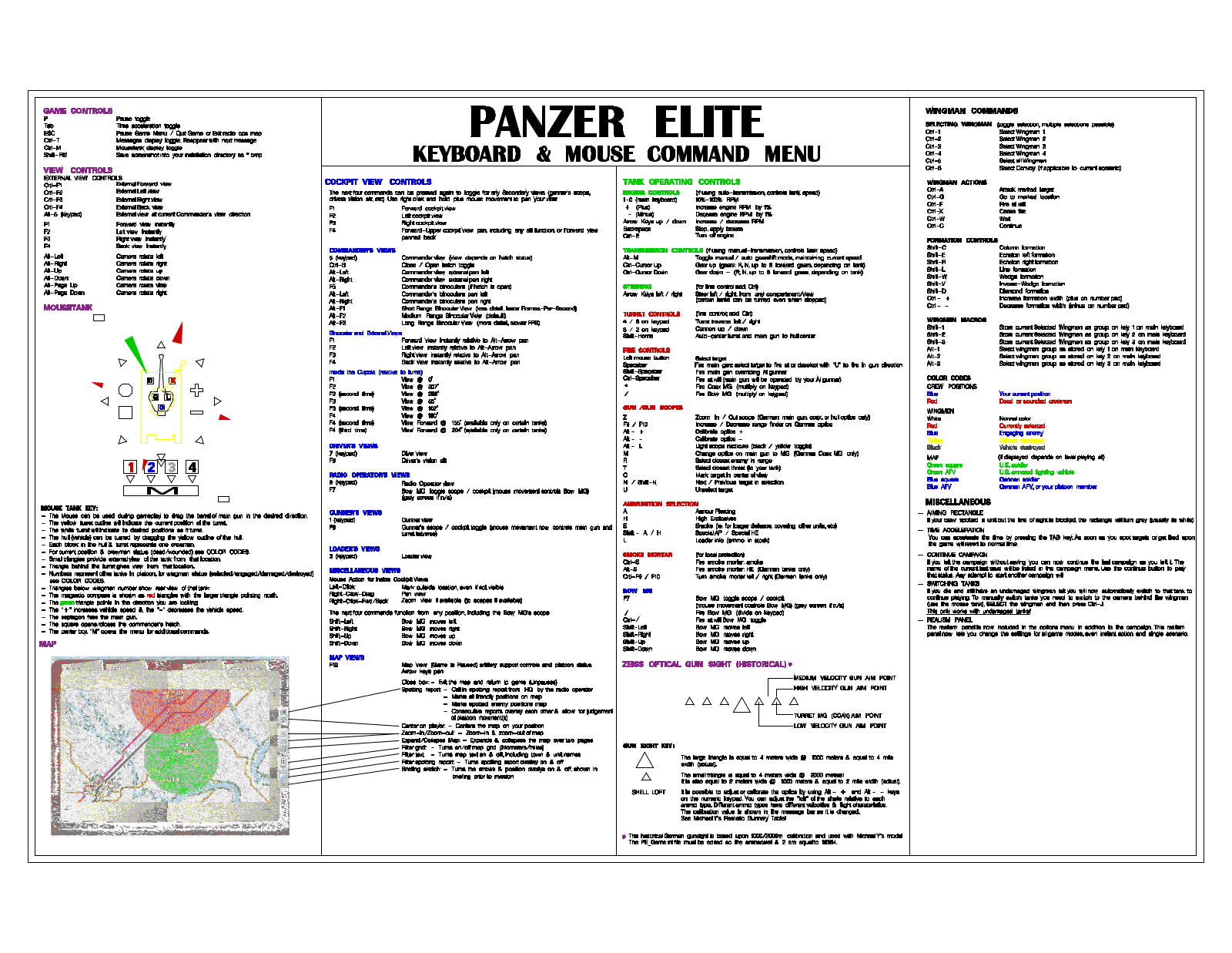 Games PC PANZER-ELITE-KEY-MENU User Manual