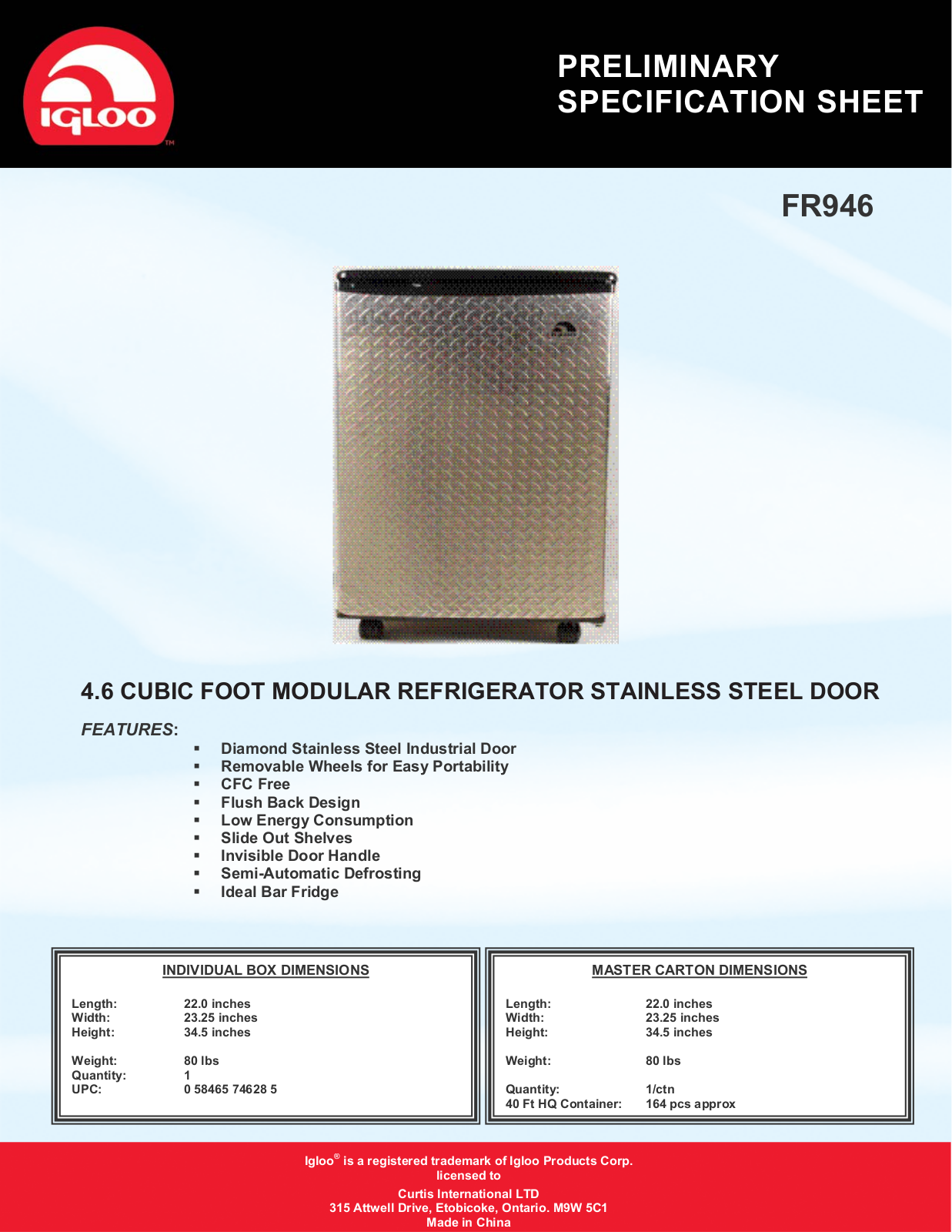 Curtis FR946 User Manual