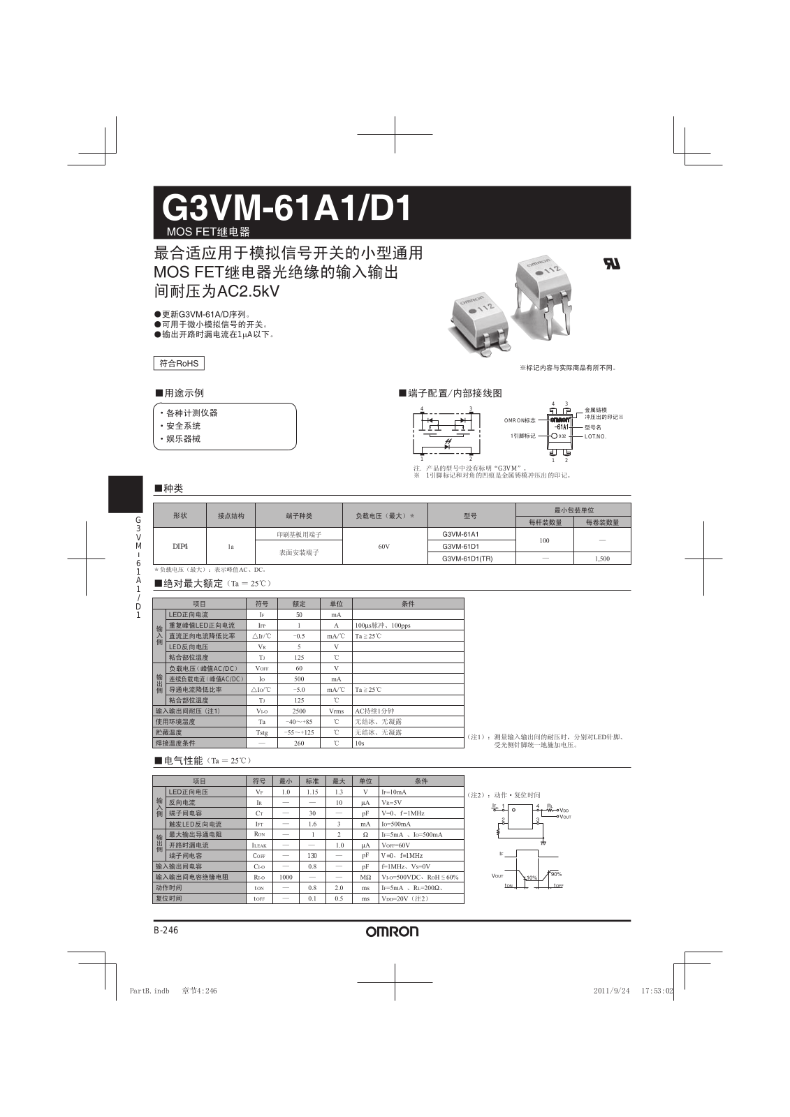 OMRON G3VM-61A1, G3VM-61D1 User Manual