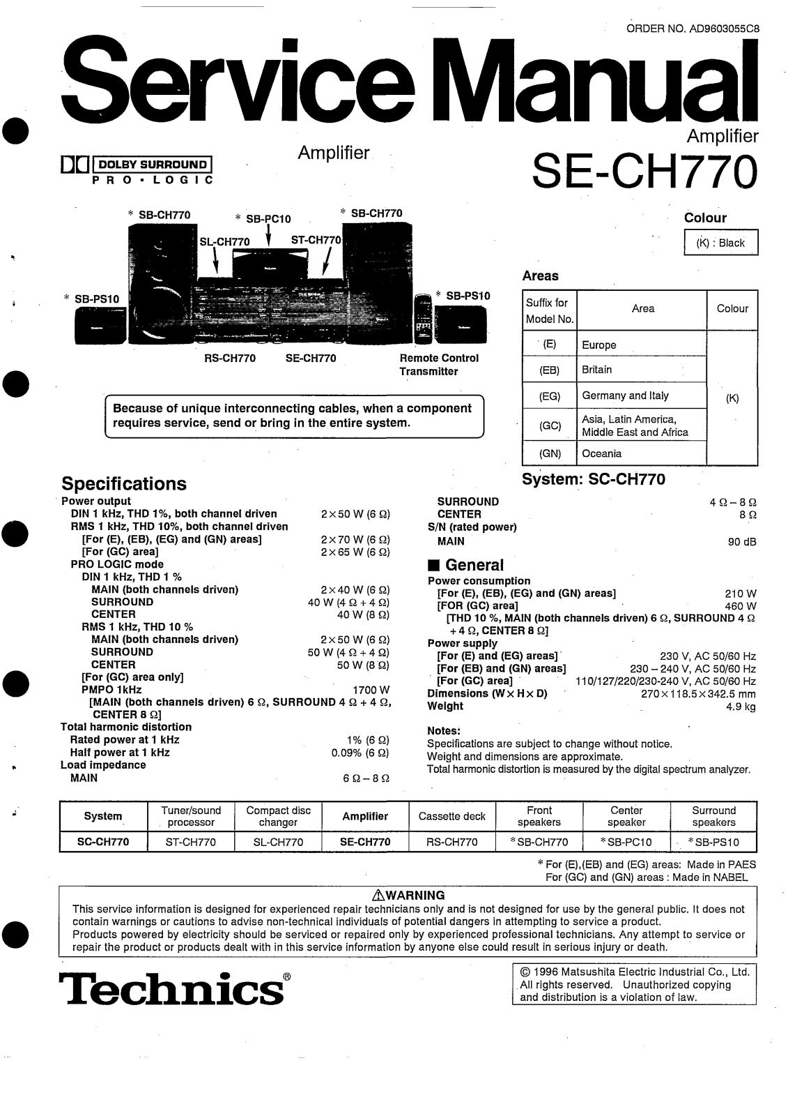 Technics SE-CH770 Schematic