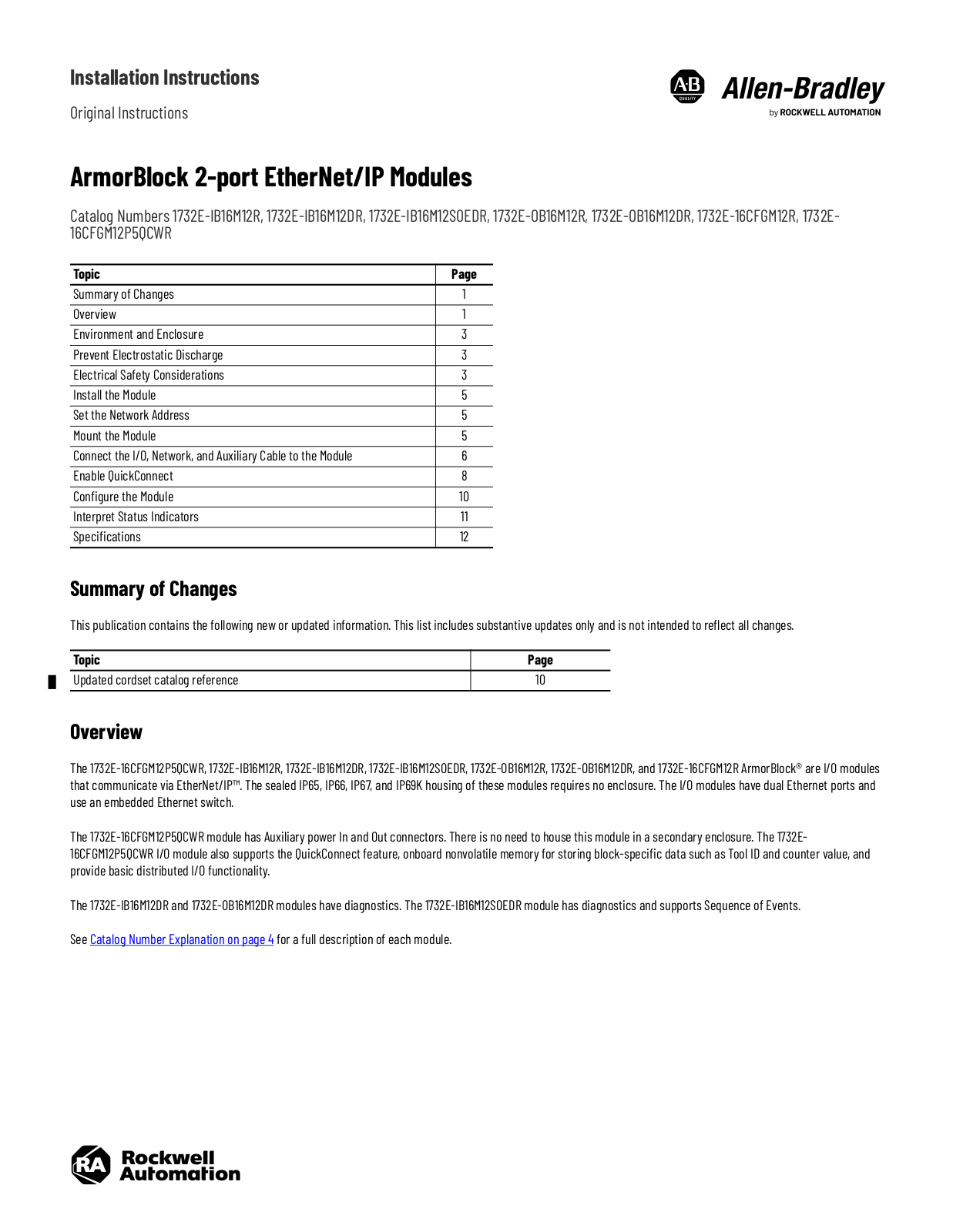 Allen-Bradley ArmorBlock 2-port Installation Instructions