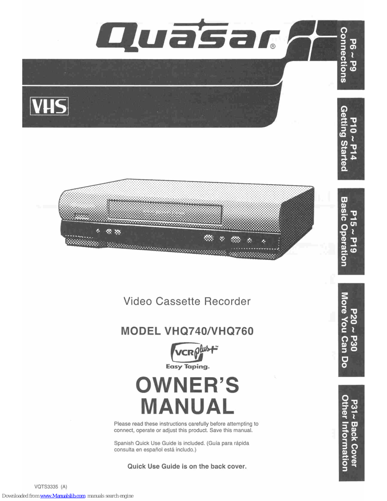 Quasar VHQ-740, VHQ40, VHQ760 User Manual