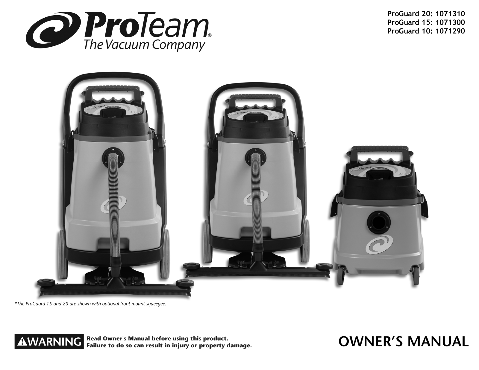 Proteam 1071300, 1071310, 1071290 User Manual