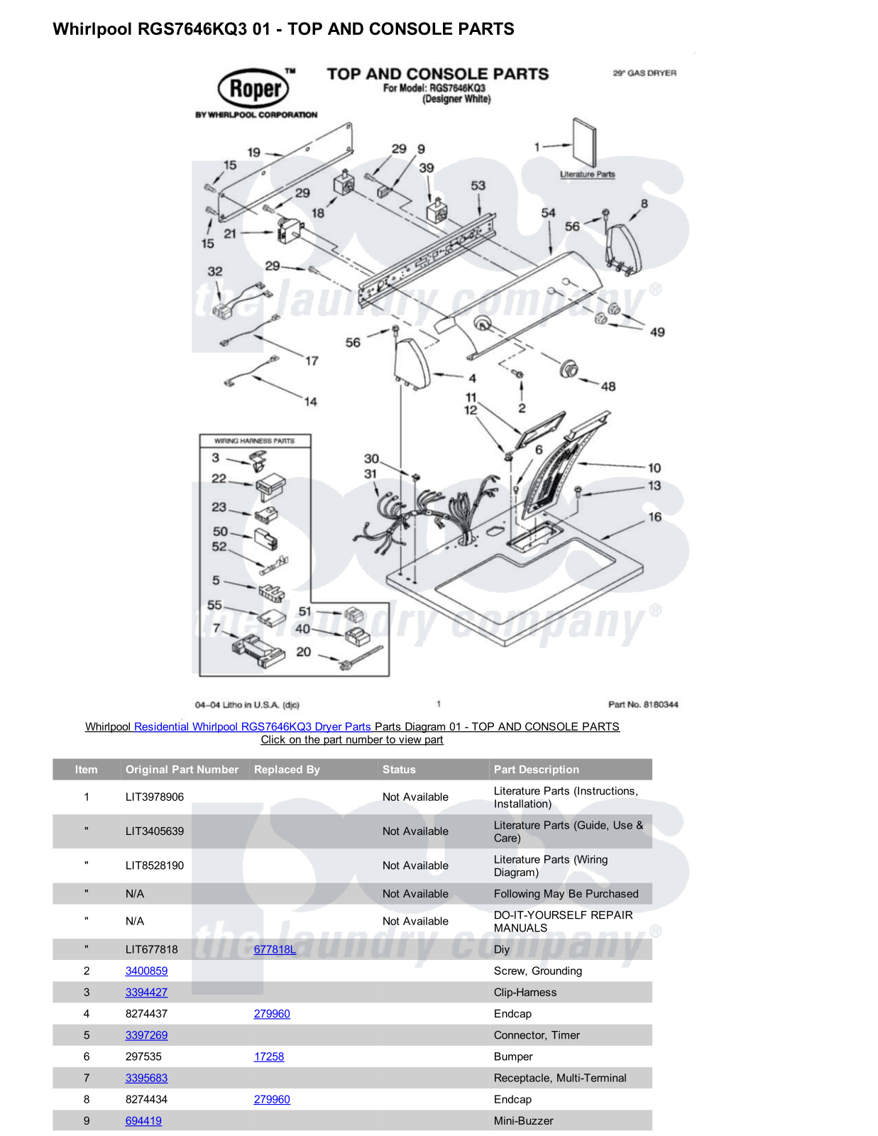 Whirlpool RGS7646KQ3 Parts Diagram