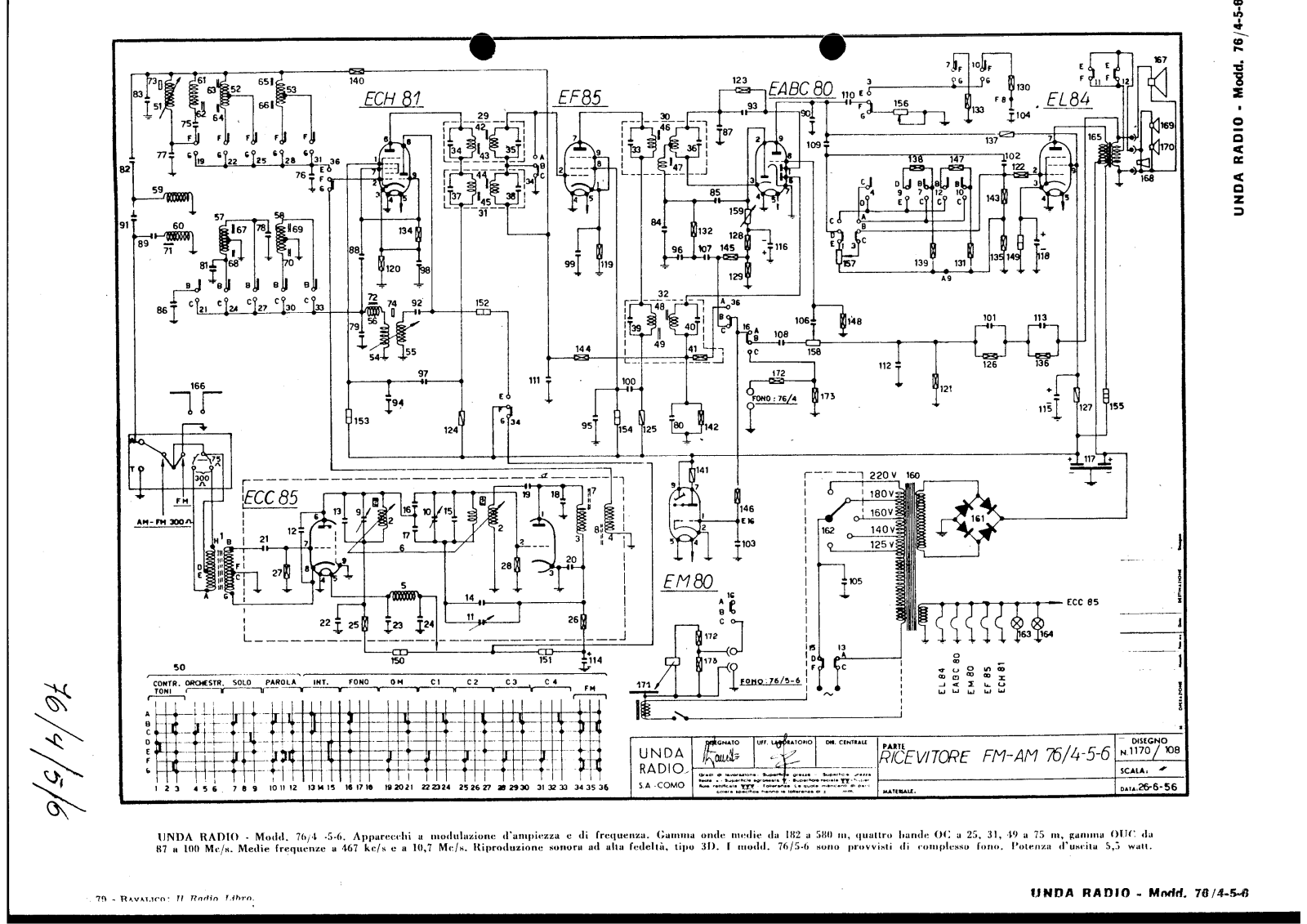 Unda Radio 76 4, 76 5, 76 6 schematic