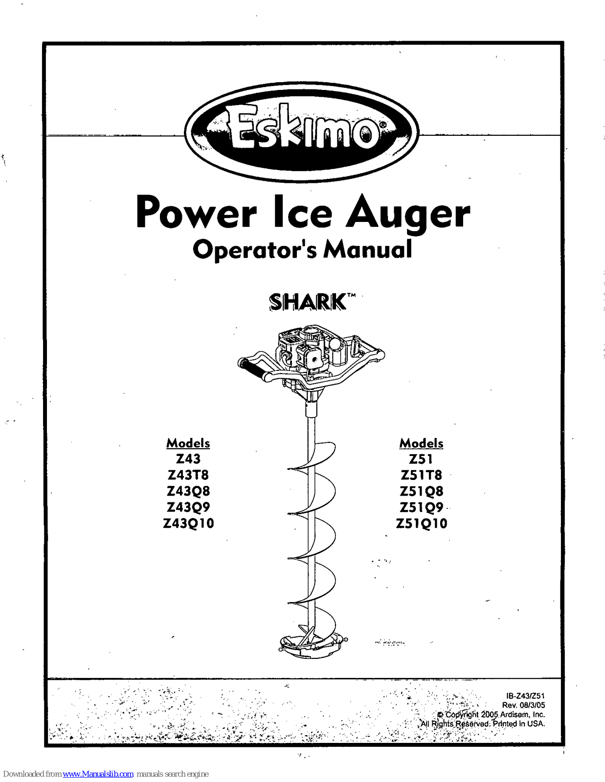 Eskimo Z43, Z43T8, Z43Q8, Z43Q9, Z43Q10 Operator's Manual - ManualMachine.com