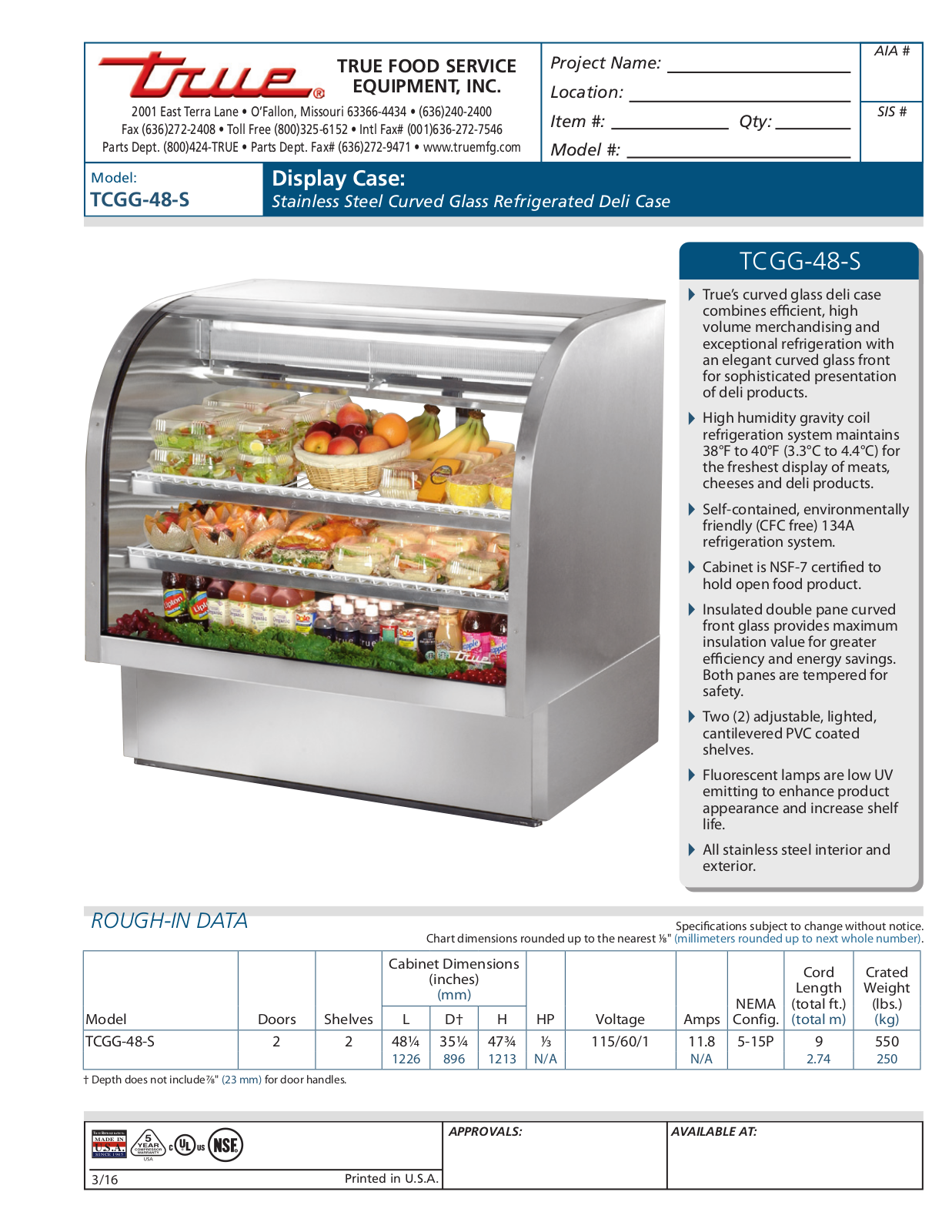 True TCGG-48-S User Manual