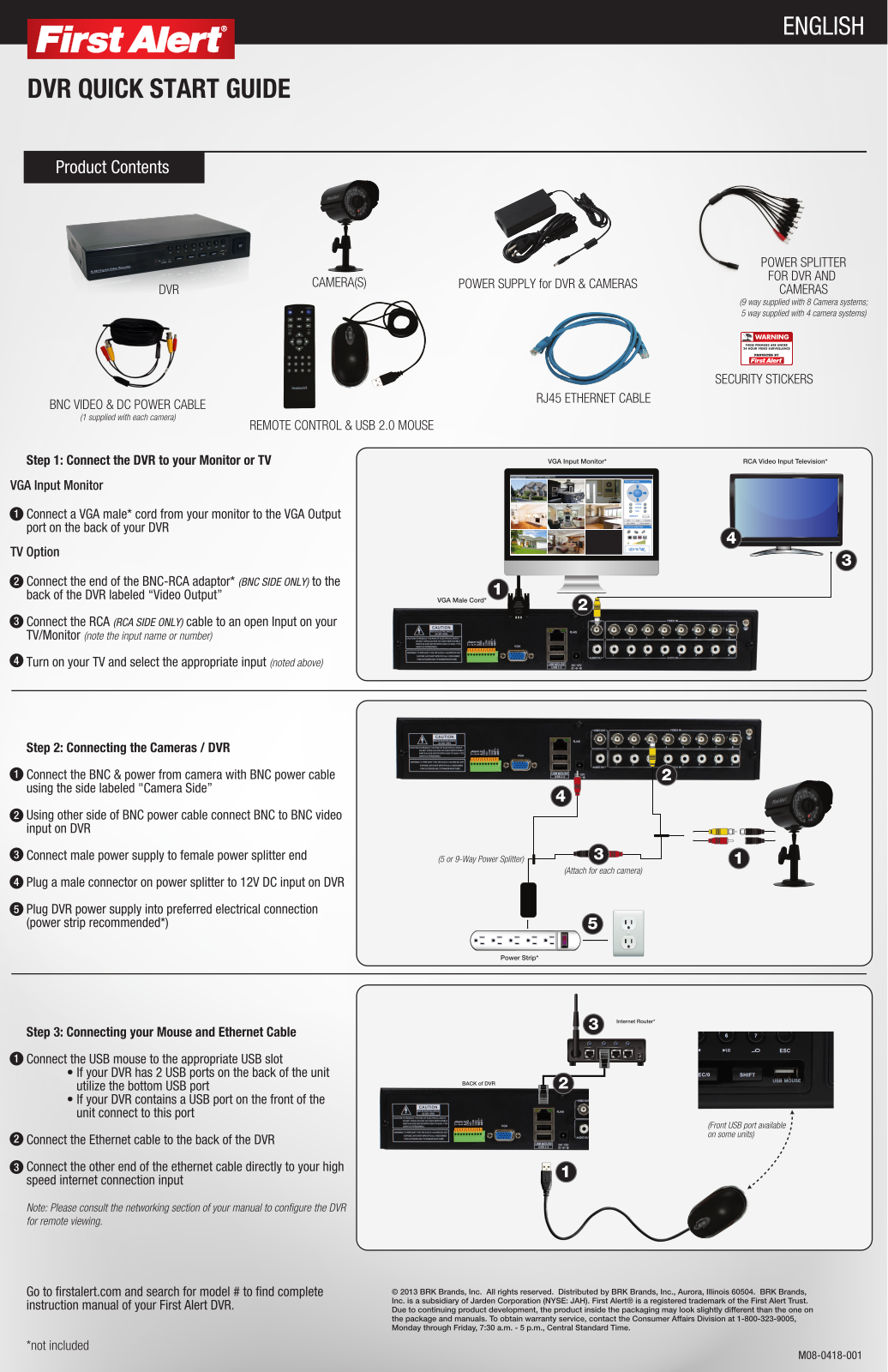 First Alert DVR Quick Start Guide