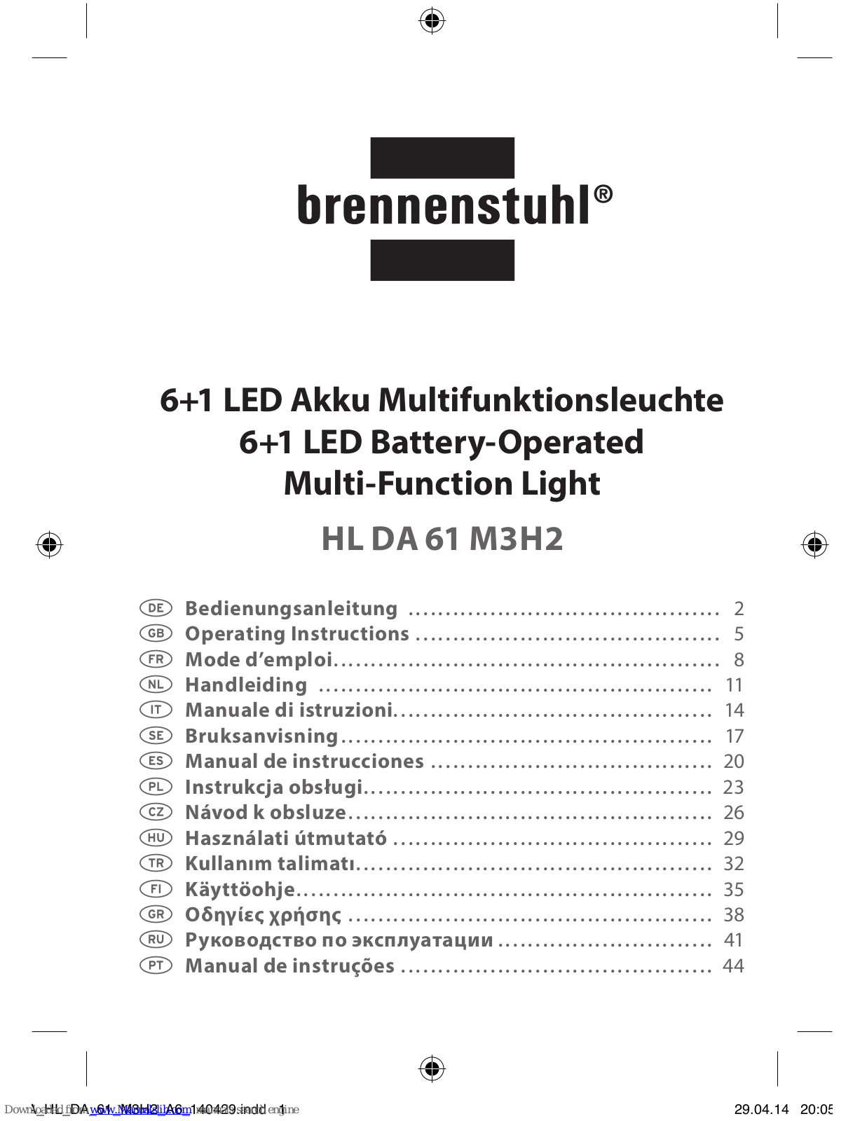 brennenstuhl HL DA 61 M3H2 Operating Instructions Manual