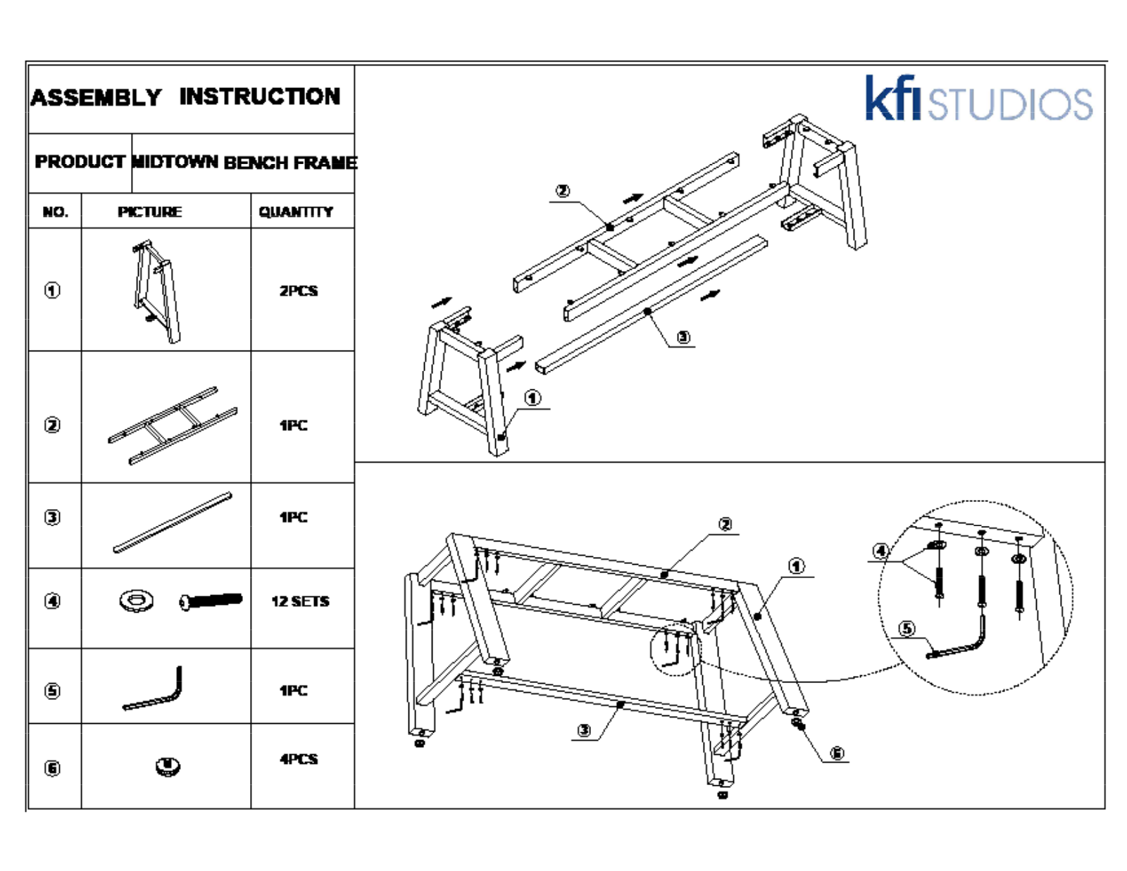 KFI Studios LBLG1296 Installation & Assembly