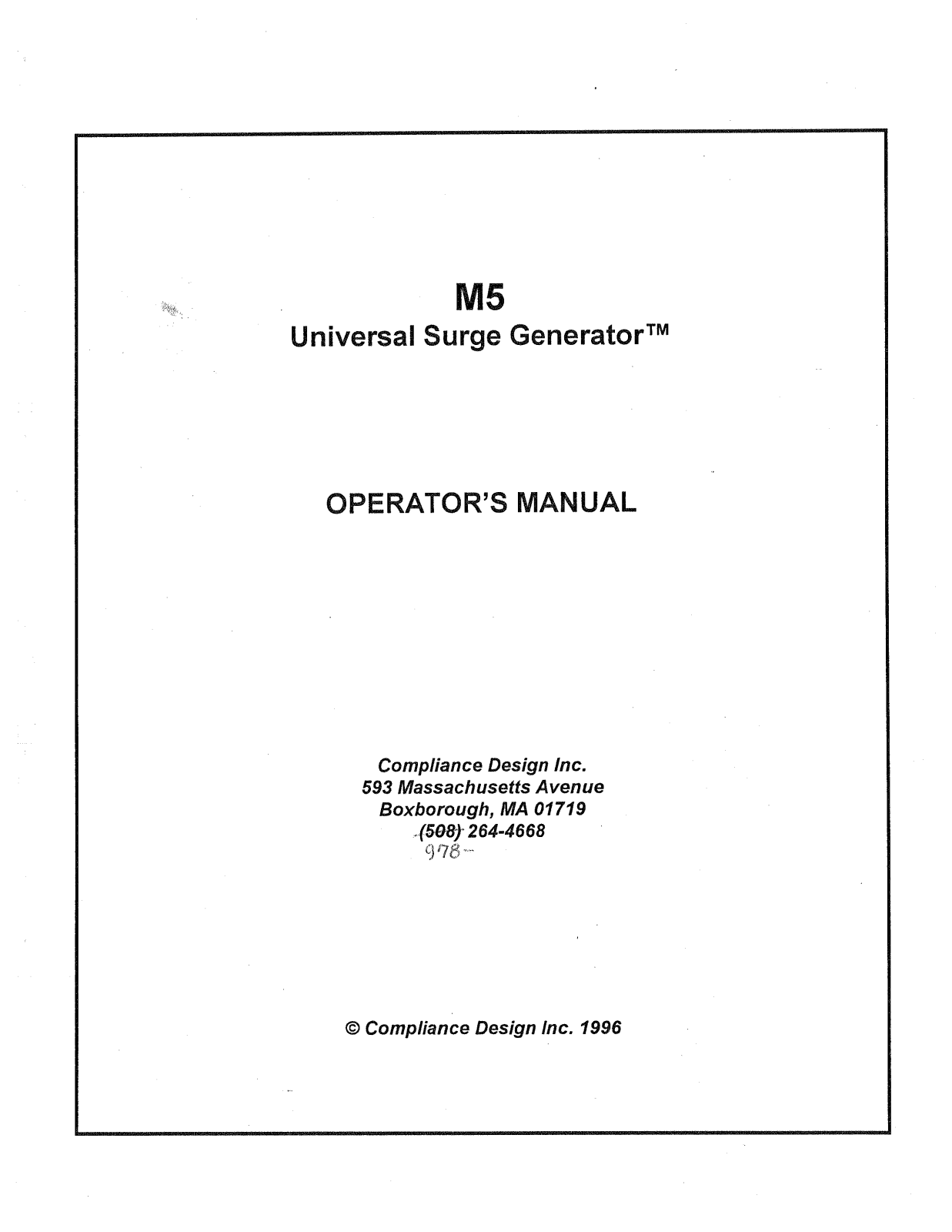 Compliance Design M5 User Manual