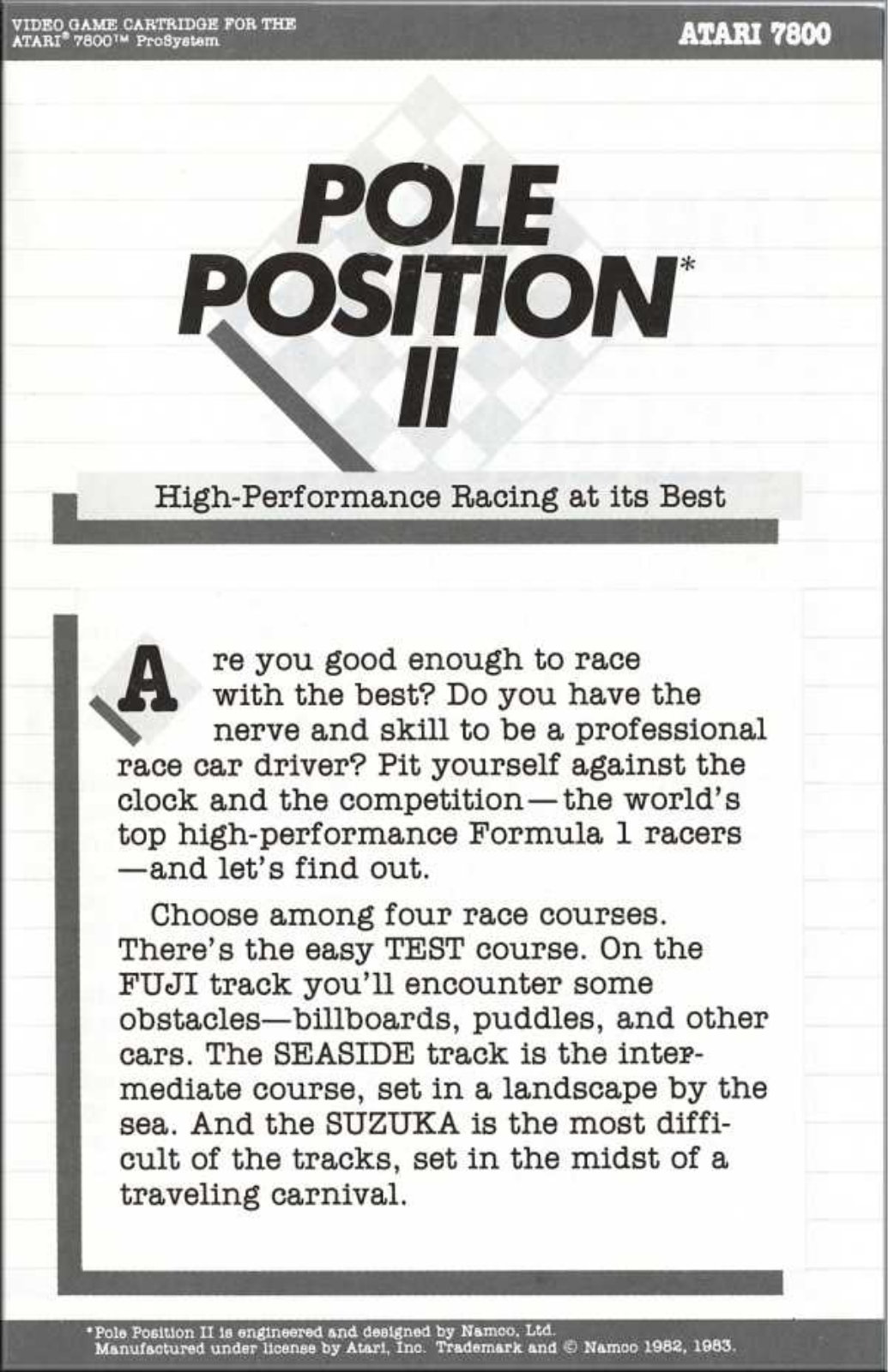 Atari Pole Position II (1987) User guide