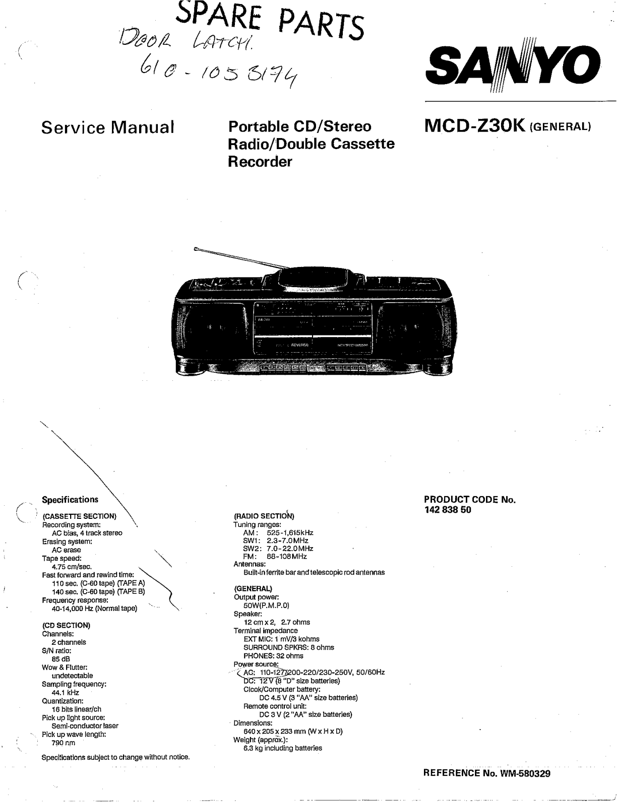 Sanyo MCDZ-30-K Service manual