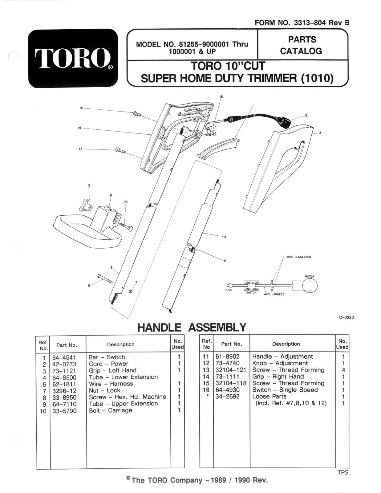 Toro 51255 Parts Catalogue