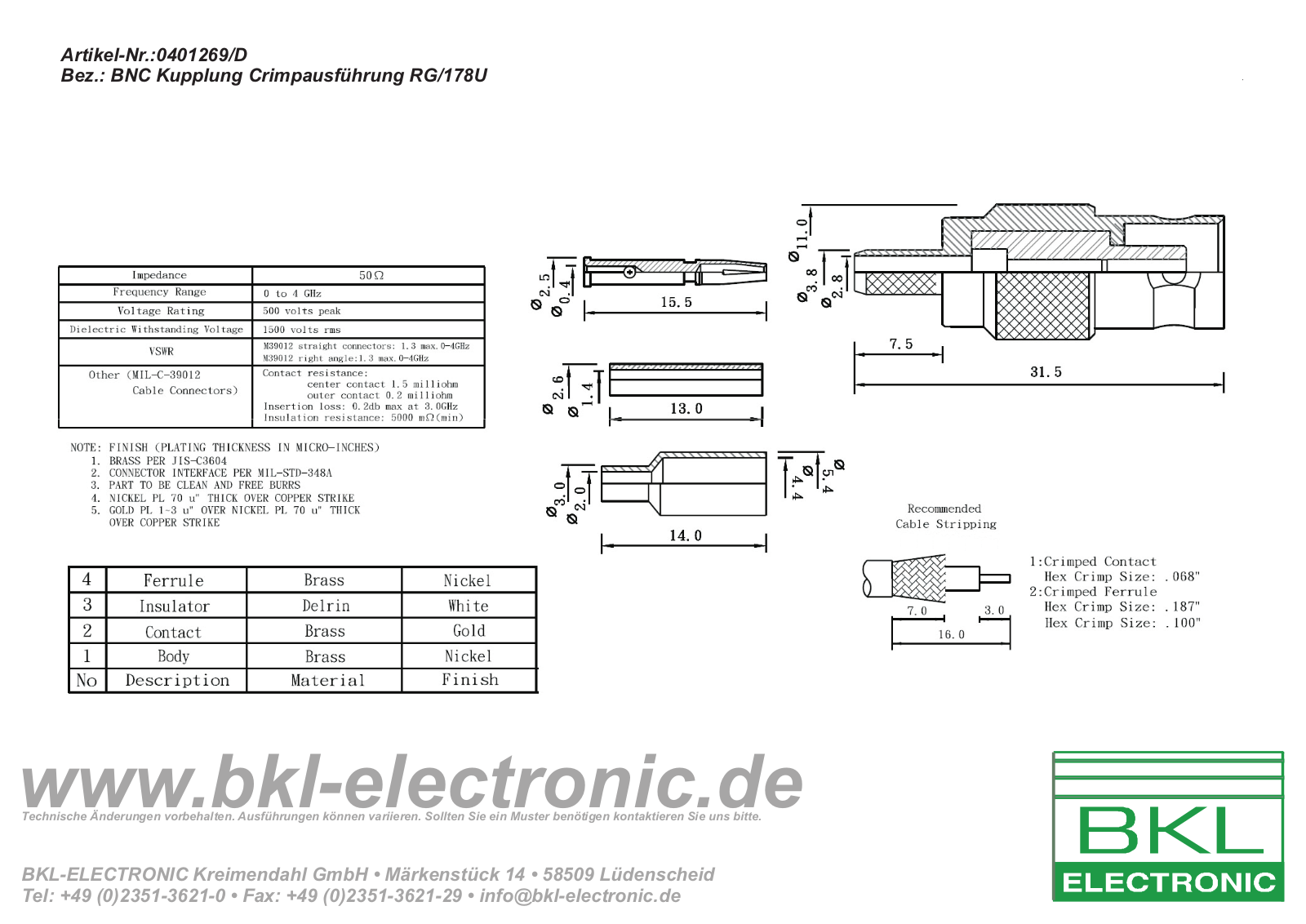 BKL BNC 0401269D Datasheet - ManualMachine.com