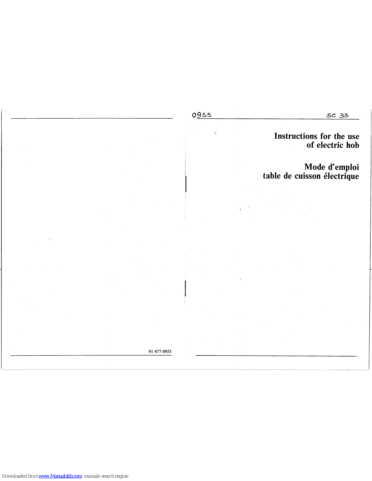 Smeg SC35B, SC35NE, SC35W, SC805W Instructions For Use Manual