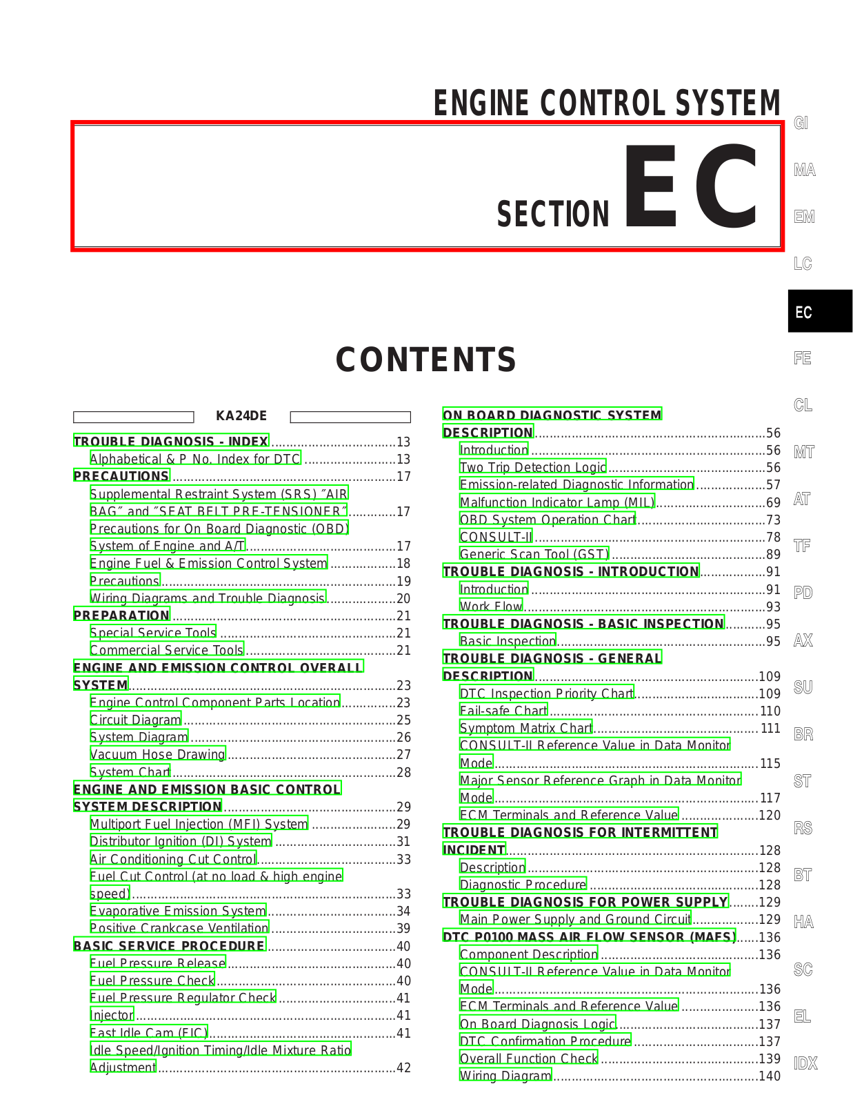 Nissan Xterra Emission Control System  EC 2000 Owner's Manual