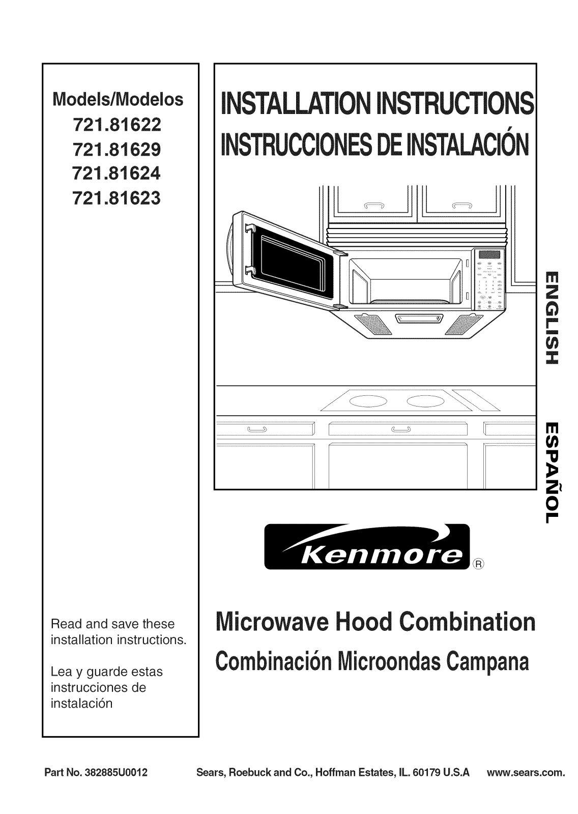 Kenmore 72181629600, 72181622600, 72181623600 Installation Guide