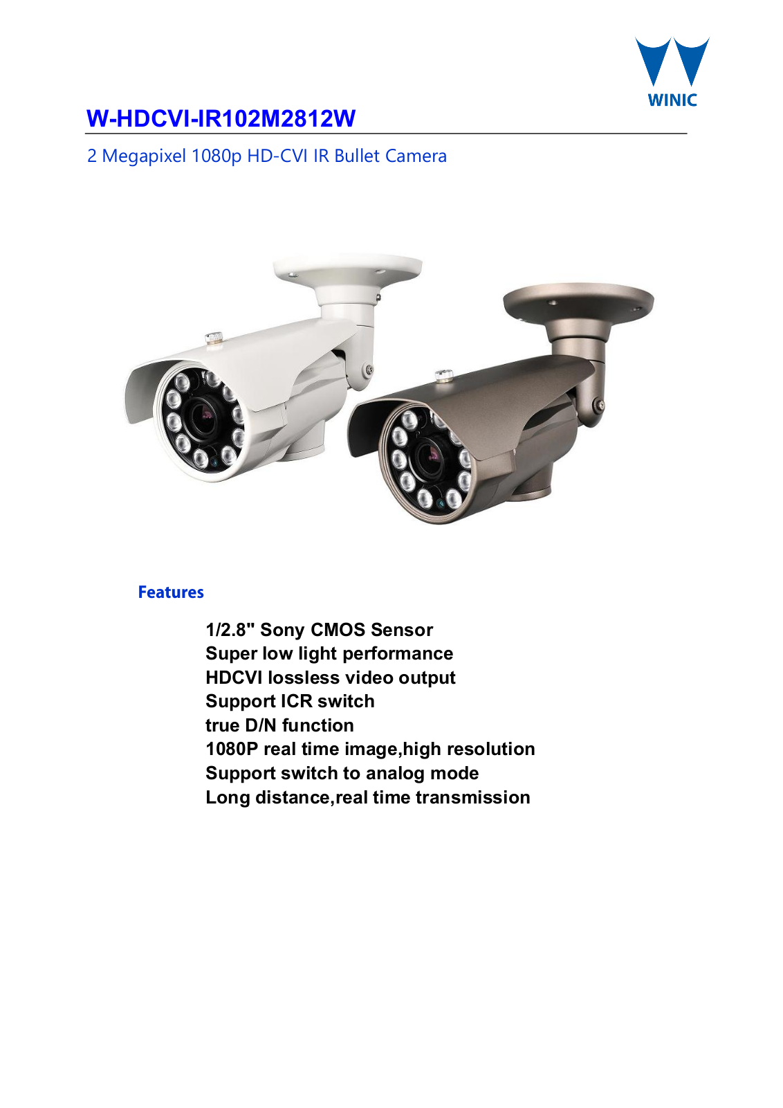 Cantek CT-W-HDCVI-IR10-2M-2812-W Specsheet