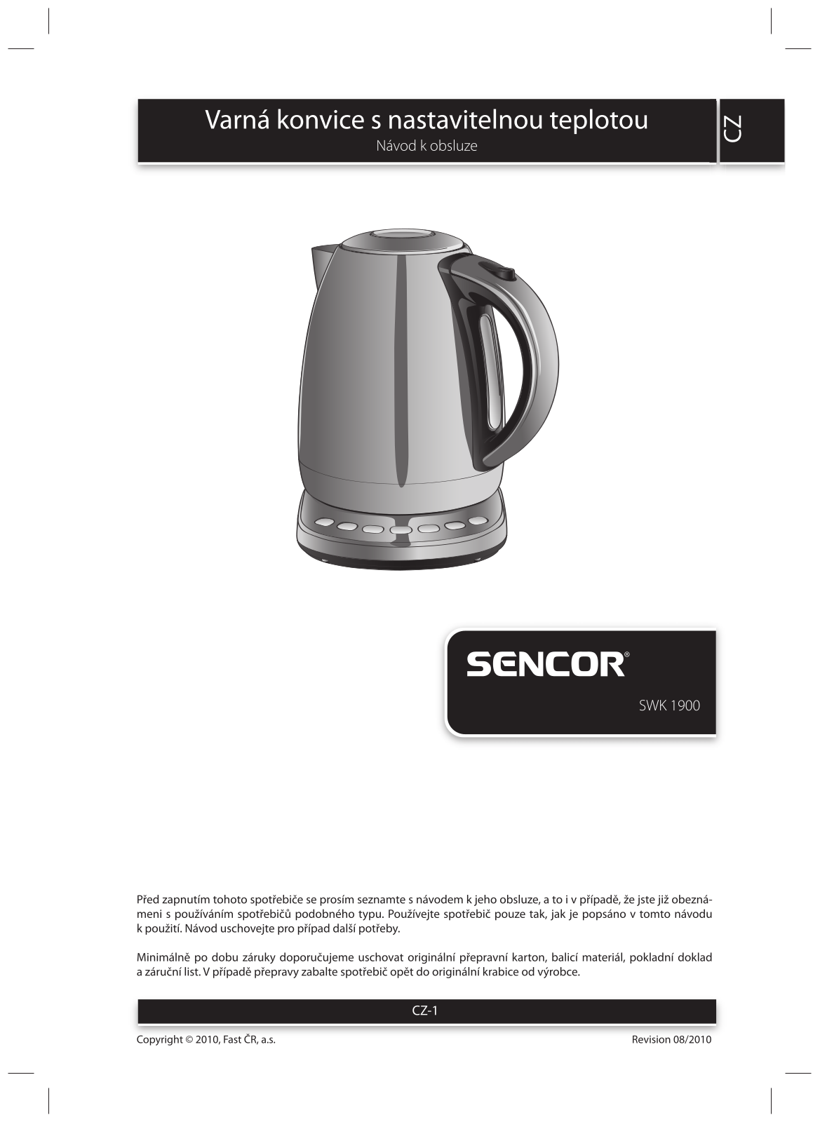 Sencor SWK 1900 User Manual