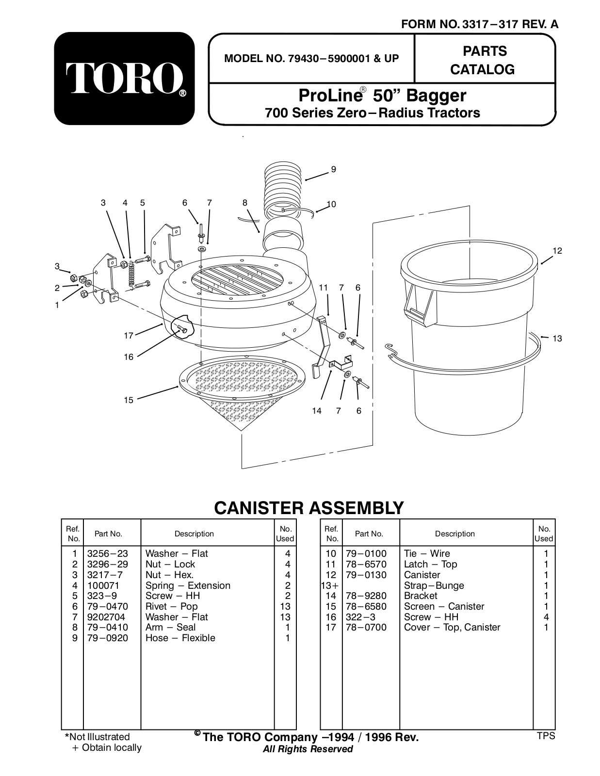 Toro 79430 Parts Catalogue