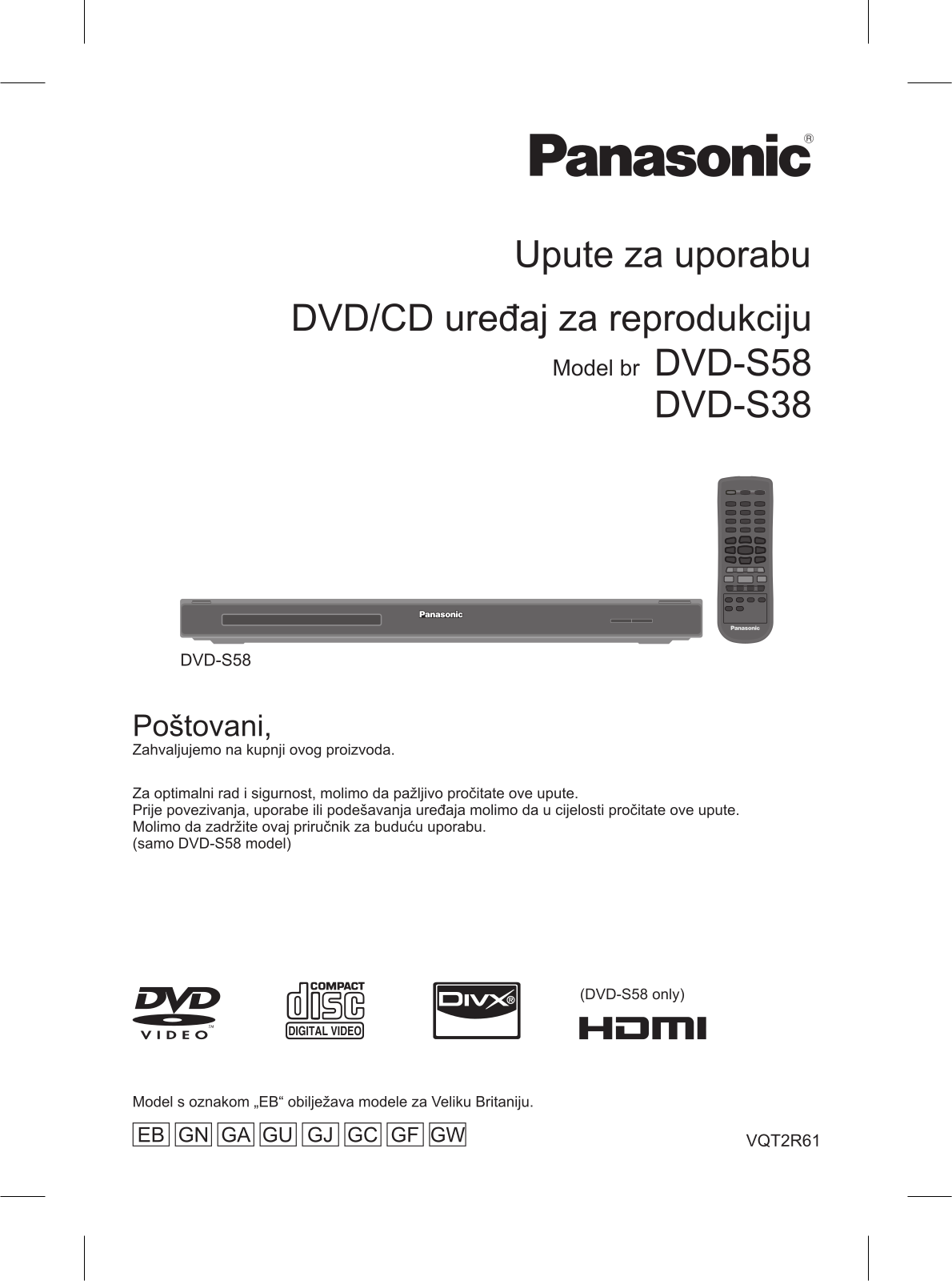 Panasonic DVD-S58, DVD-S38 User Manual