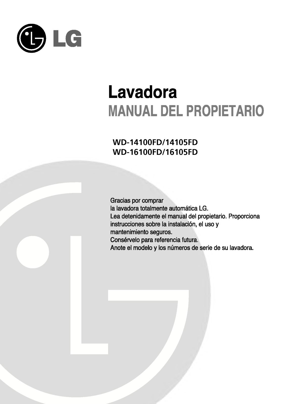 Lg WD-16105FD, WD-16100FD, WD-14105FD, WD-14100FD User Manual