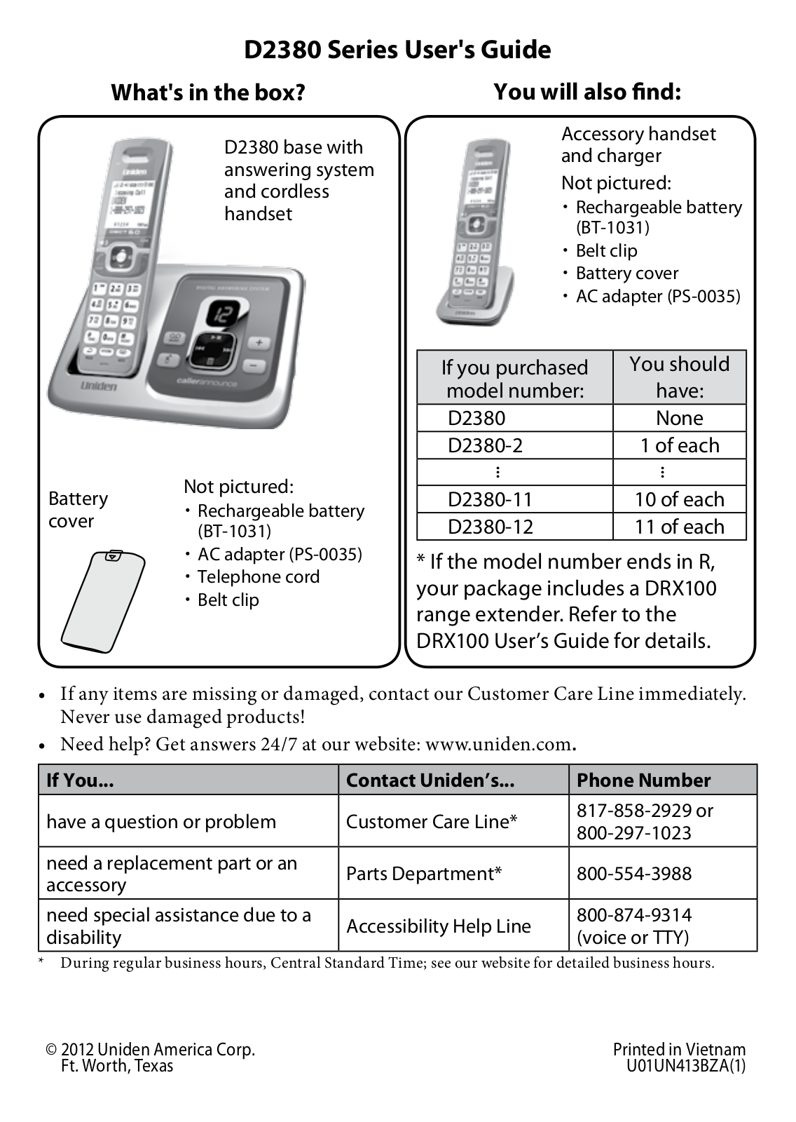 Uniden D2380 User Guide