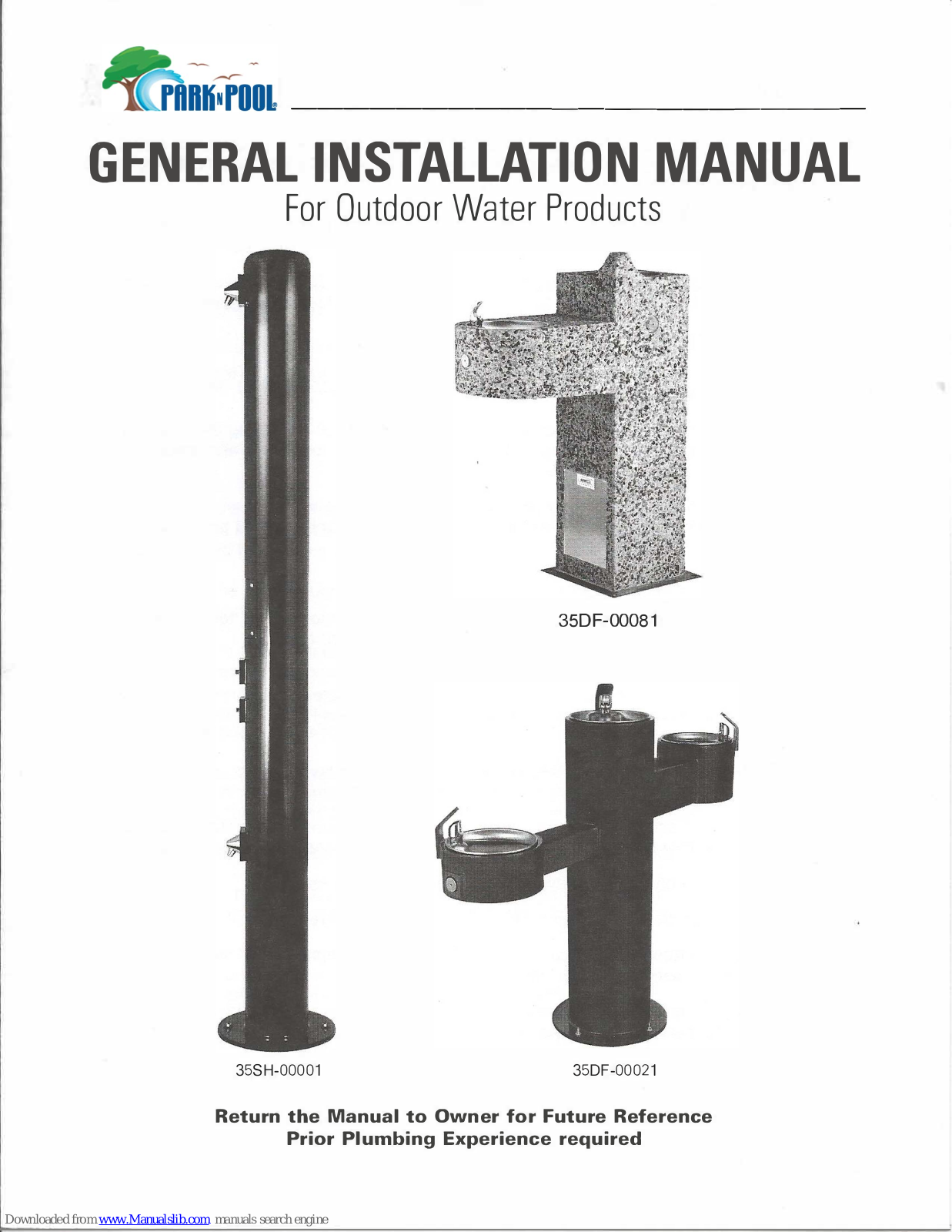 PARKnPOOL 35DF-00021, 35DF-00081, 35SH-00001 Installation Manual