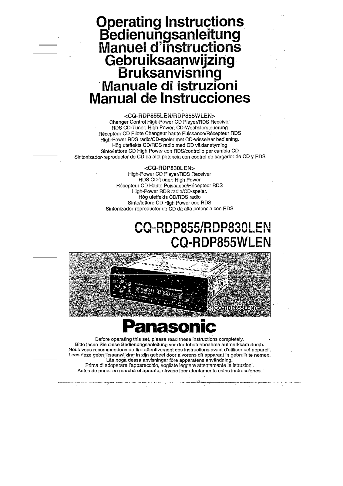 Panasonic CQ-RDP855 User Manual