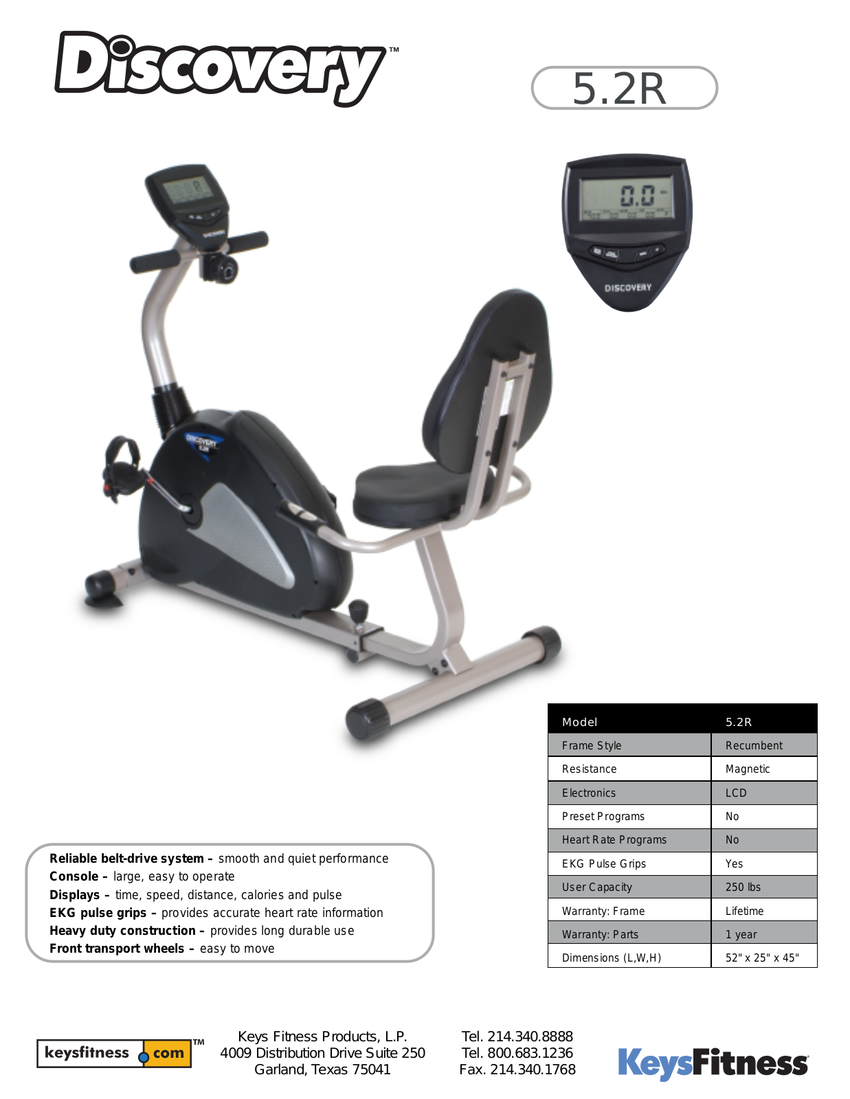 Keys Fitness Discovery 5.2R User Manual